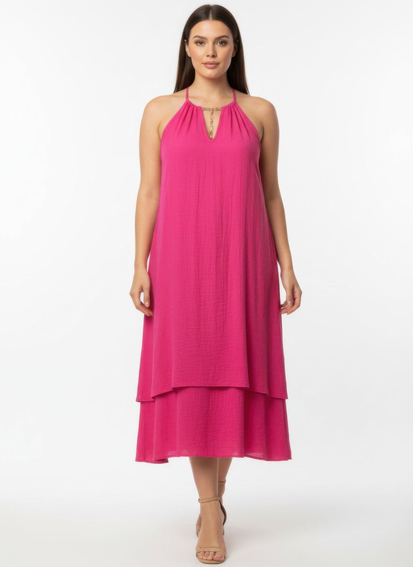 Solid Color Sleeveless Dress