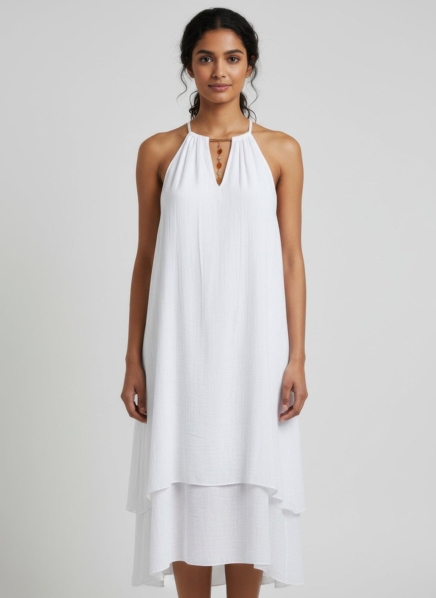 Solid Color Sleeveless Dress