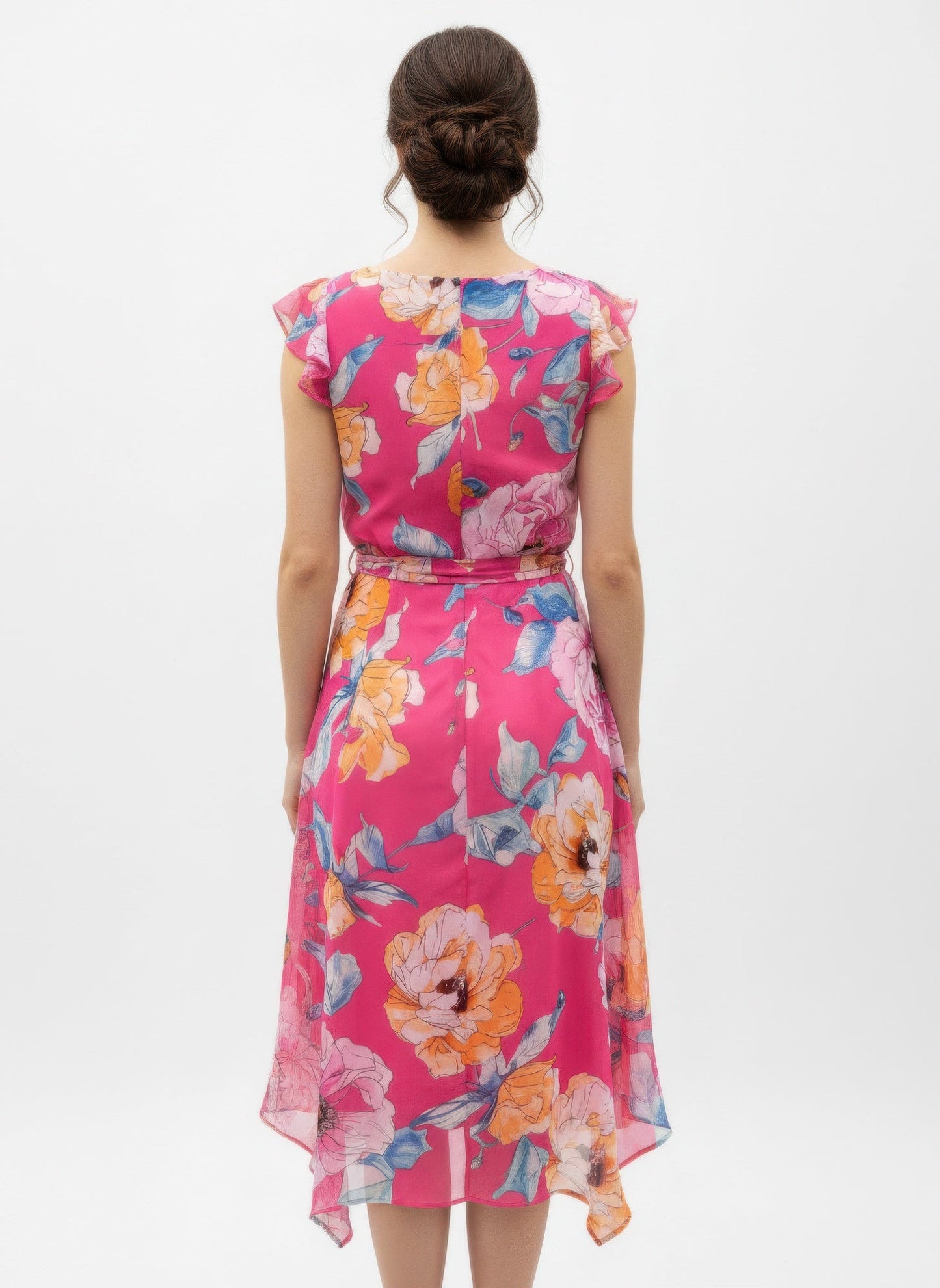 Floral Ruffled Sleeve Dress