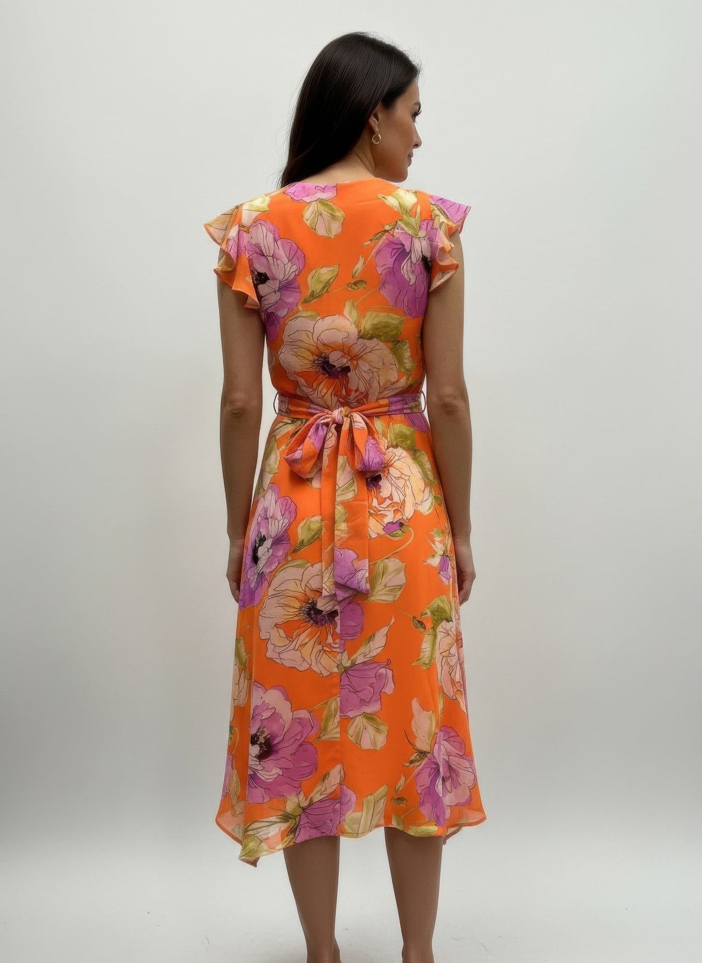 Floral Ruffled Sleeve Dress