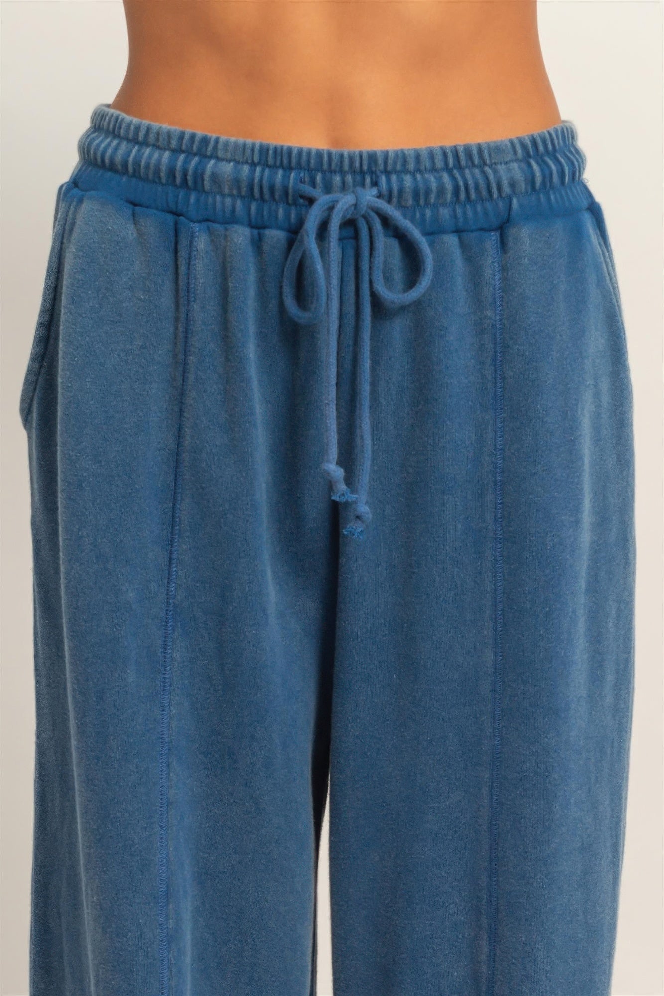 Acid Wash French Terry Wide-leg Pants