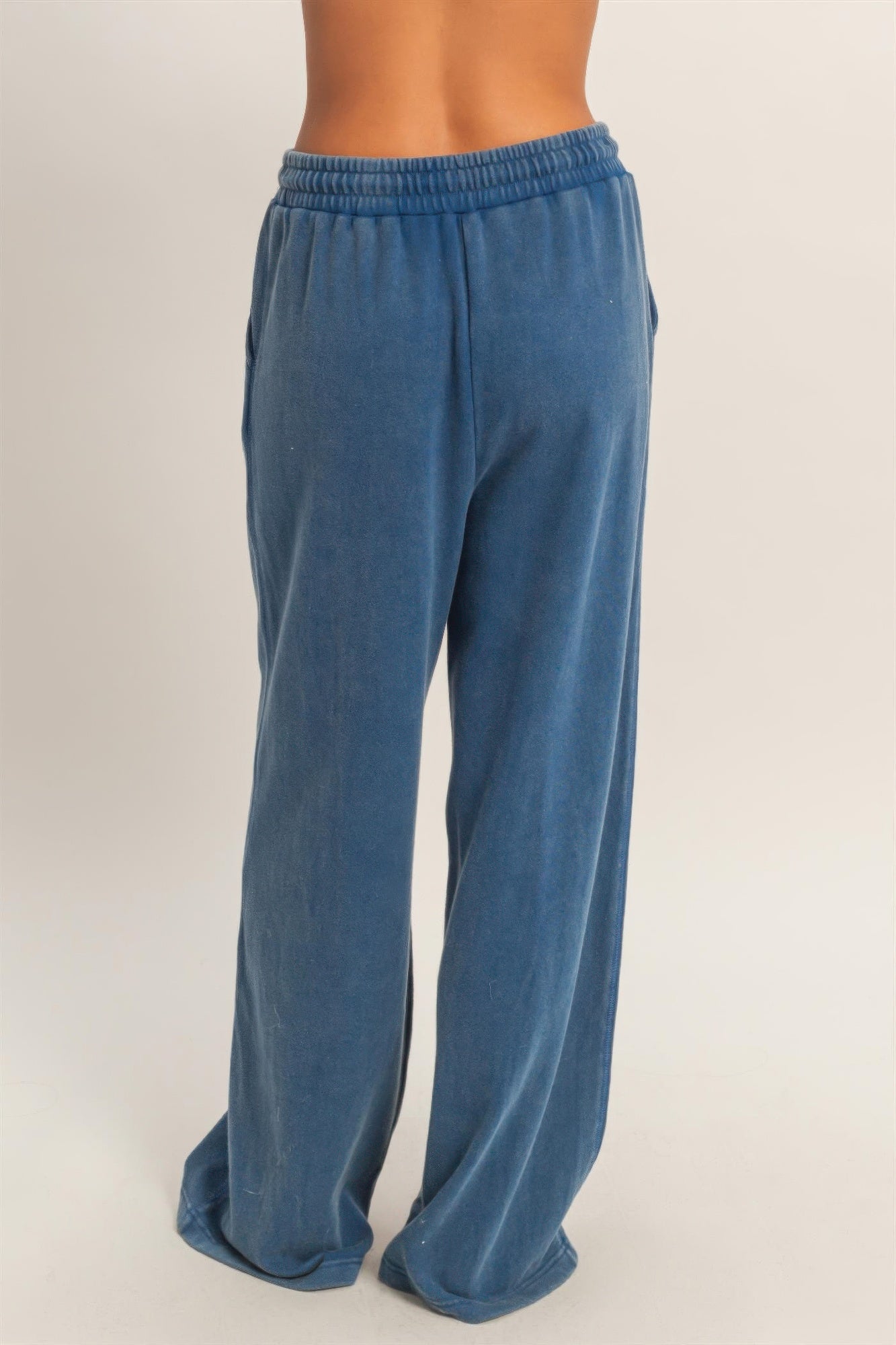 Acid Wash French Terry Wide-leg Pants