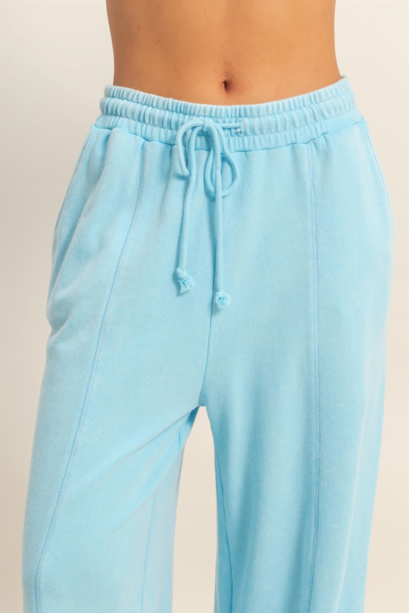 Acid Wash French Terry Wide-leg Pants