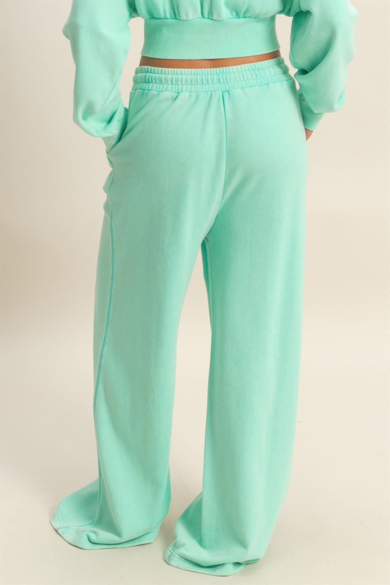 Acid Wash French Terry Wide-leg Pants