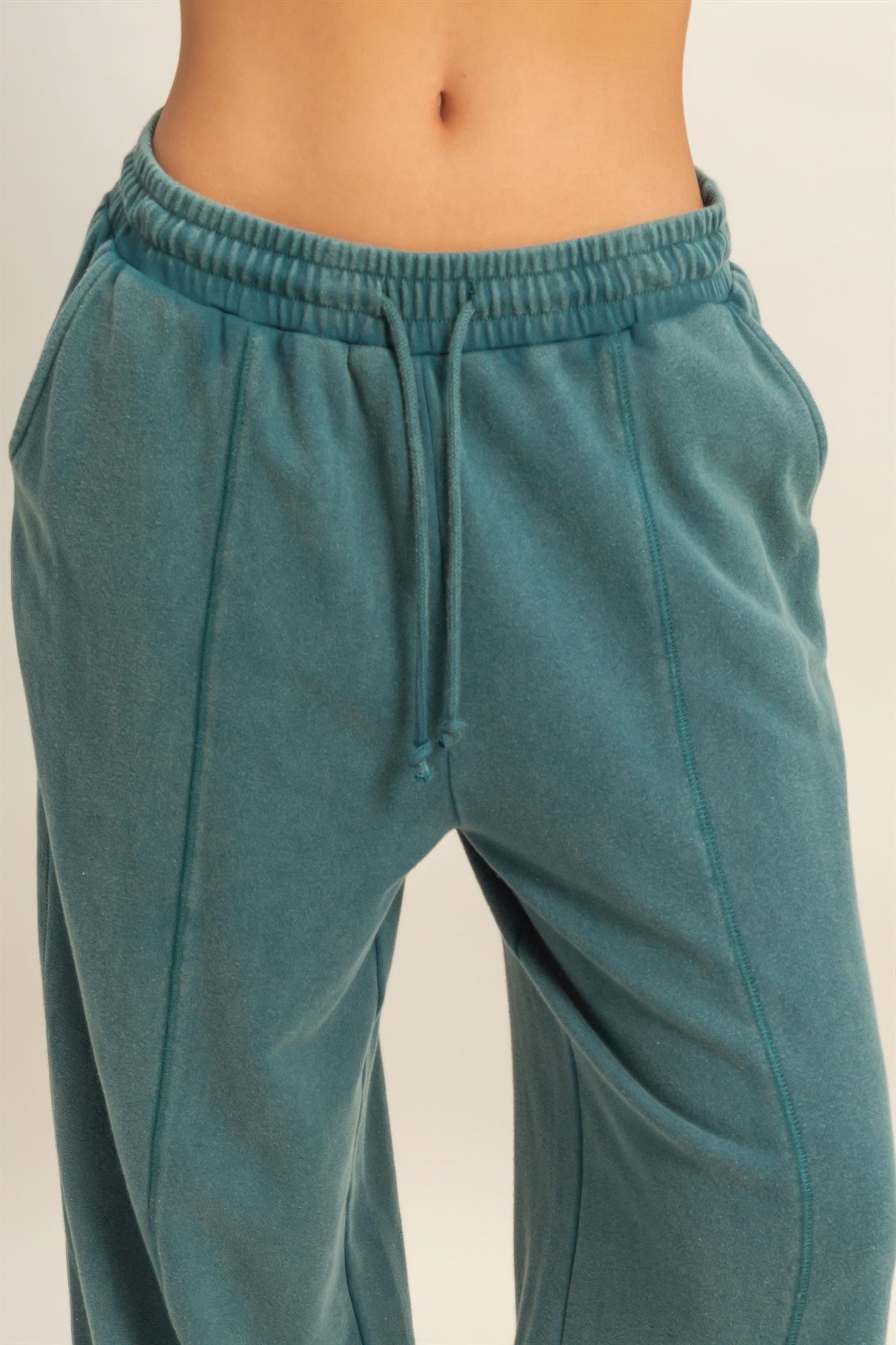 Acid Wash French Terry Wide-leg Pants