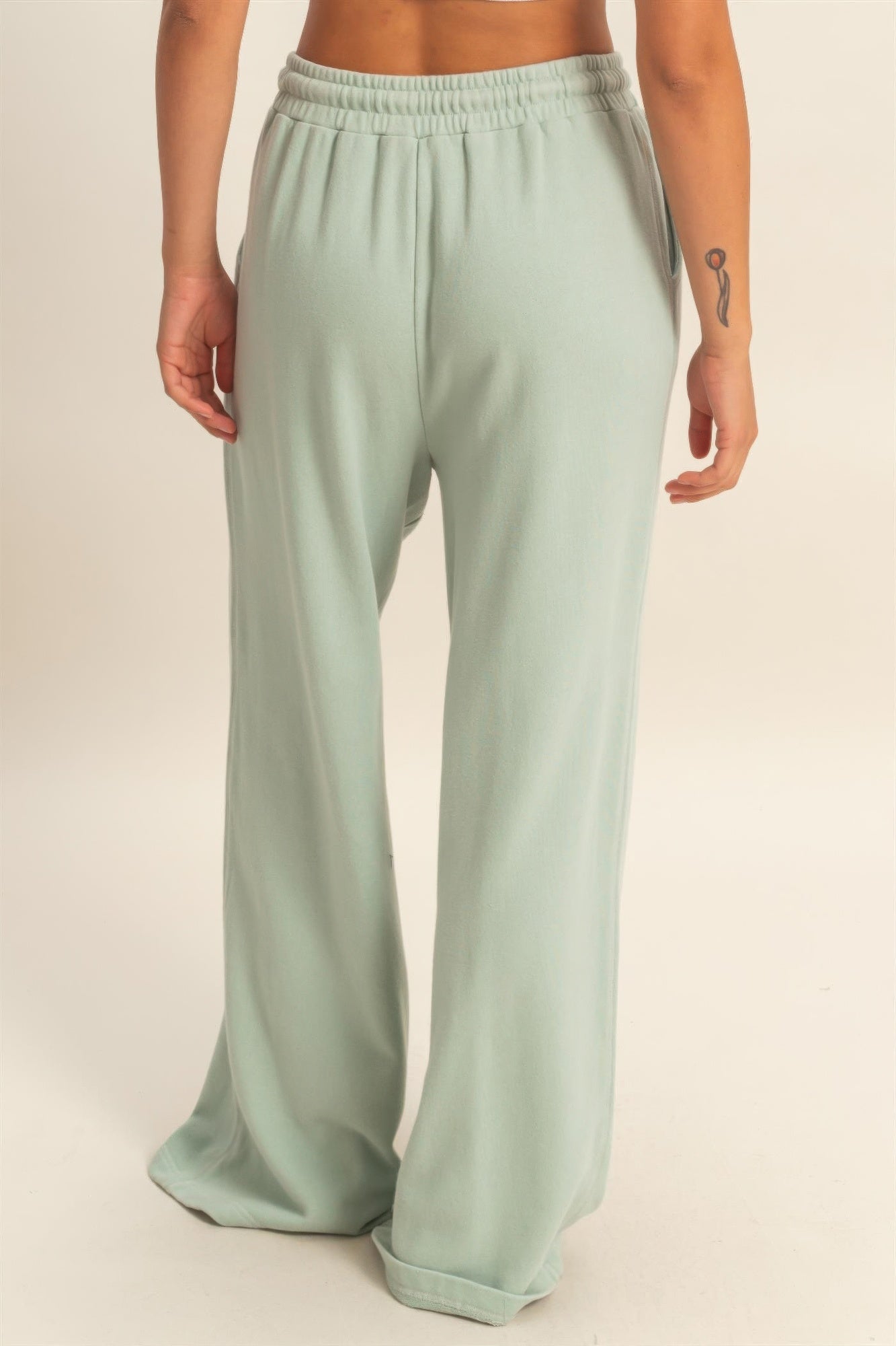 Acid Wash French Terry Wide-leg Pants