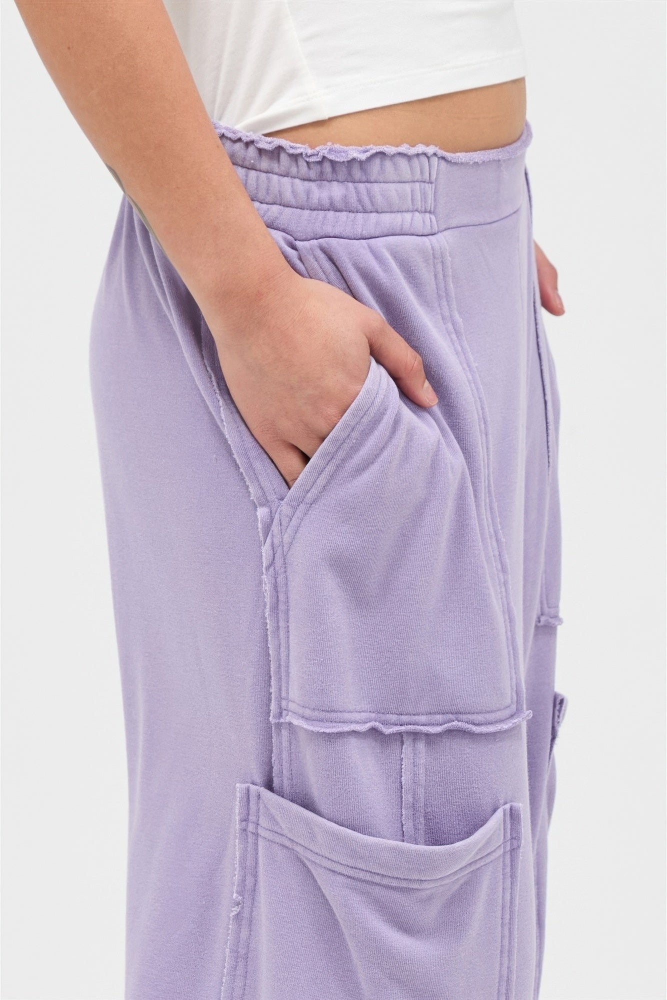 Mineral Wash Wide Leg Cargo Pants