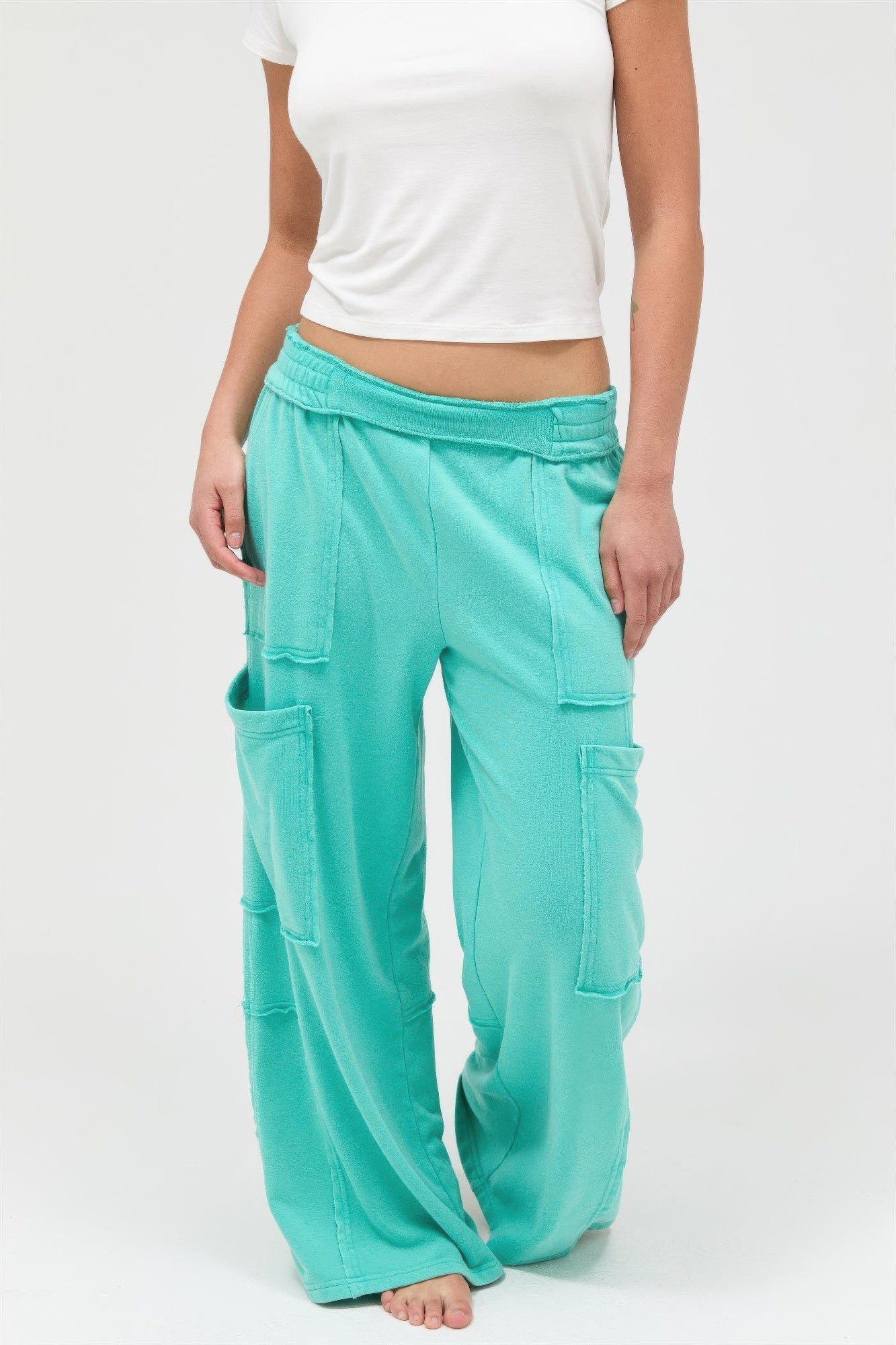 Mineral Wash Wide Leg Cargo Pants