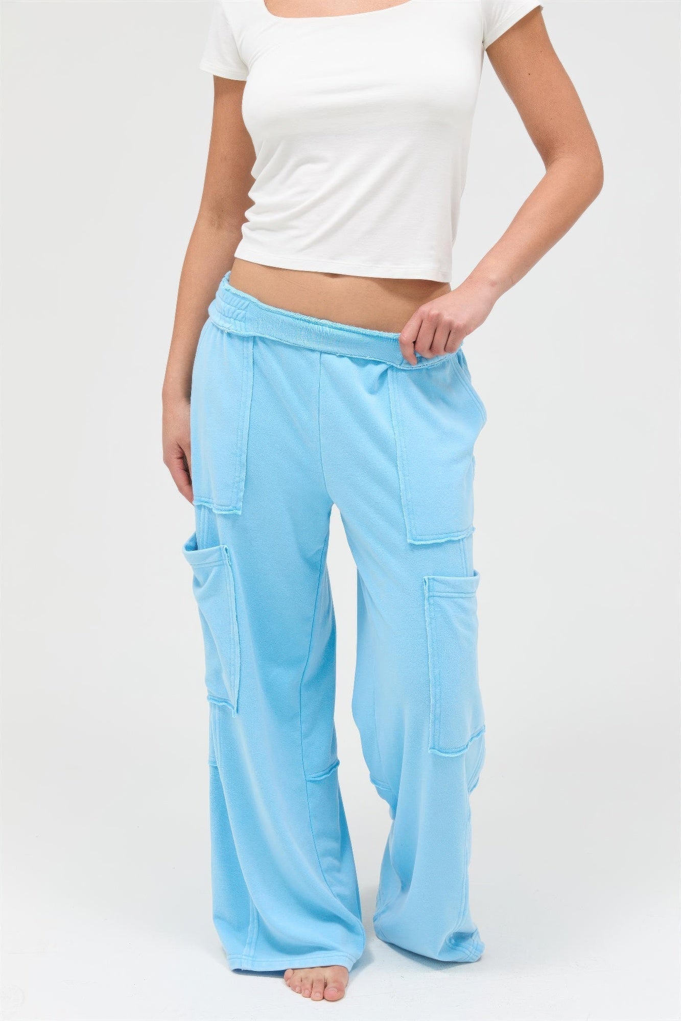 Mineral Wash Wide Leg Cargo Pants