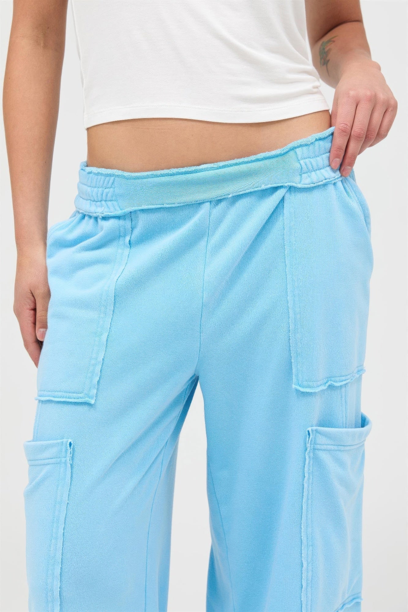 Mineral Wash Wide Leg Cargo Pants