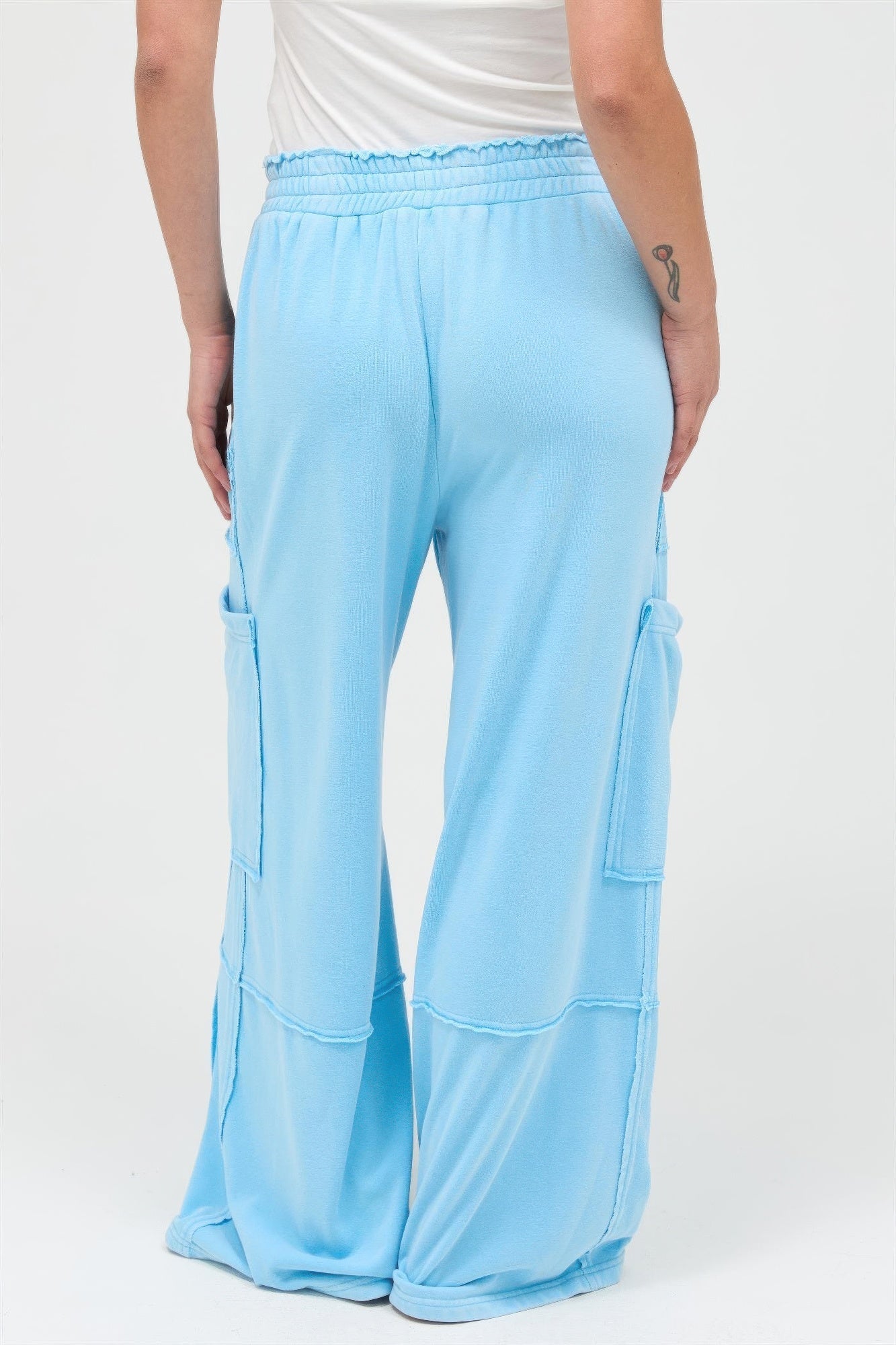 Mineral Wash Wide Leg Cargo Pants
