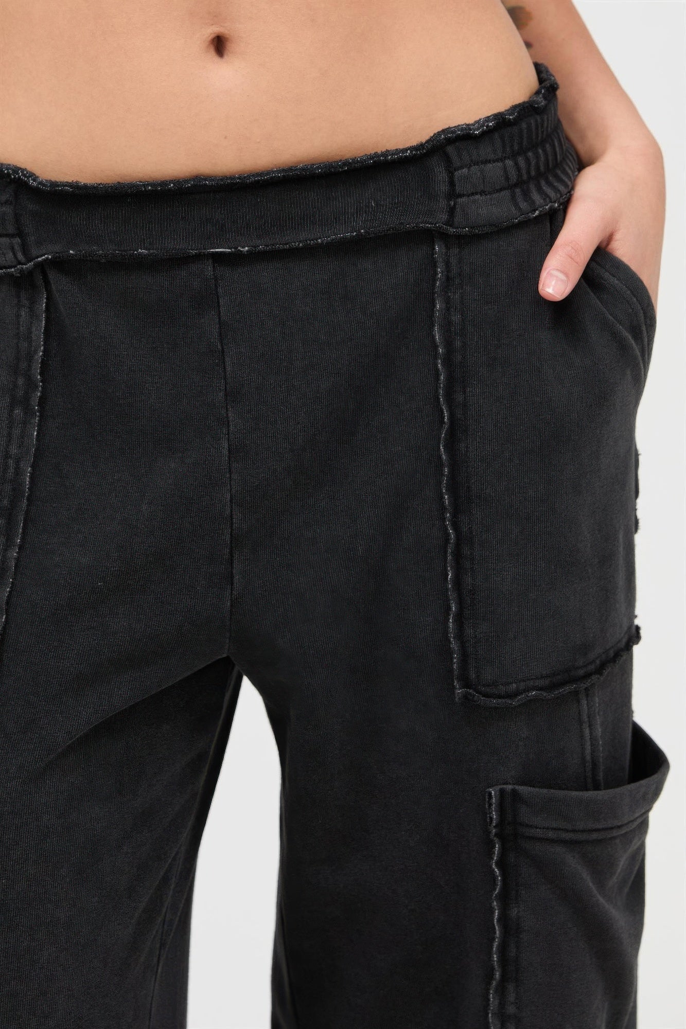 Mineral Wash Wide Leg Cargo Pants