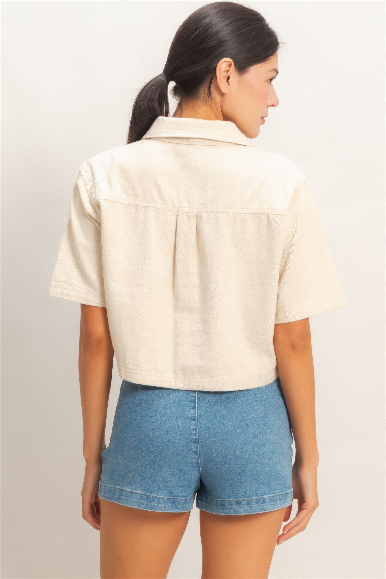 Collared V-neck Top