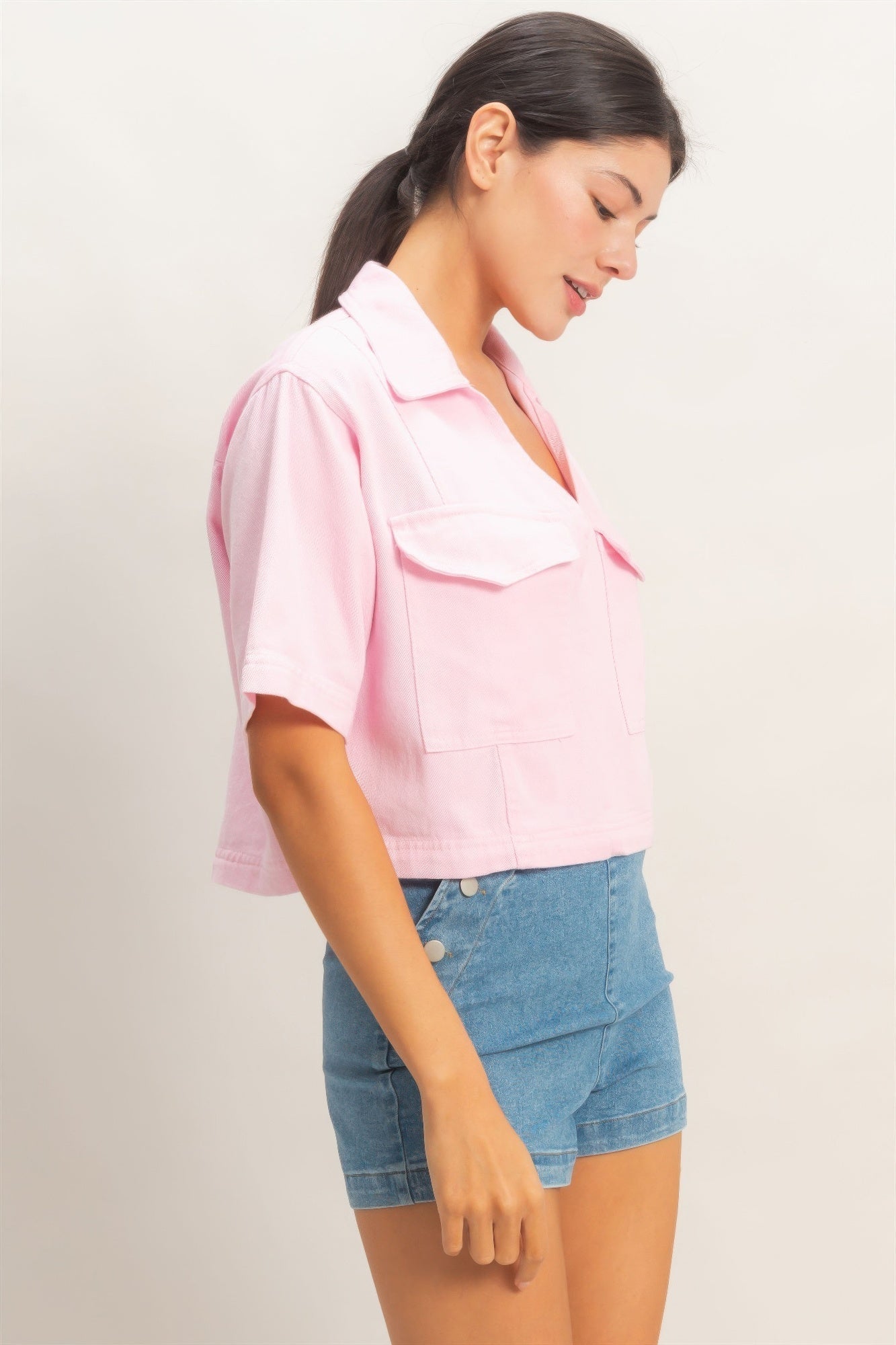 Collared V-neck Top