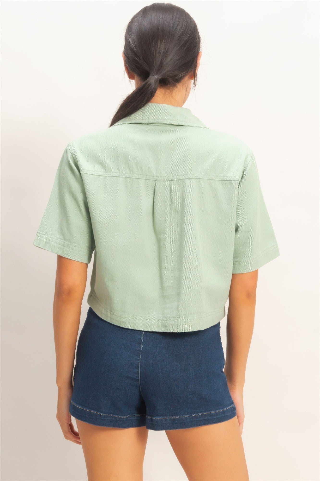Collared V-neck Top