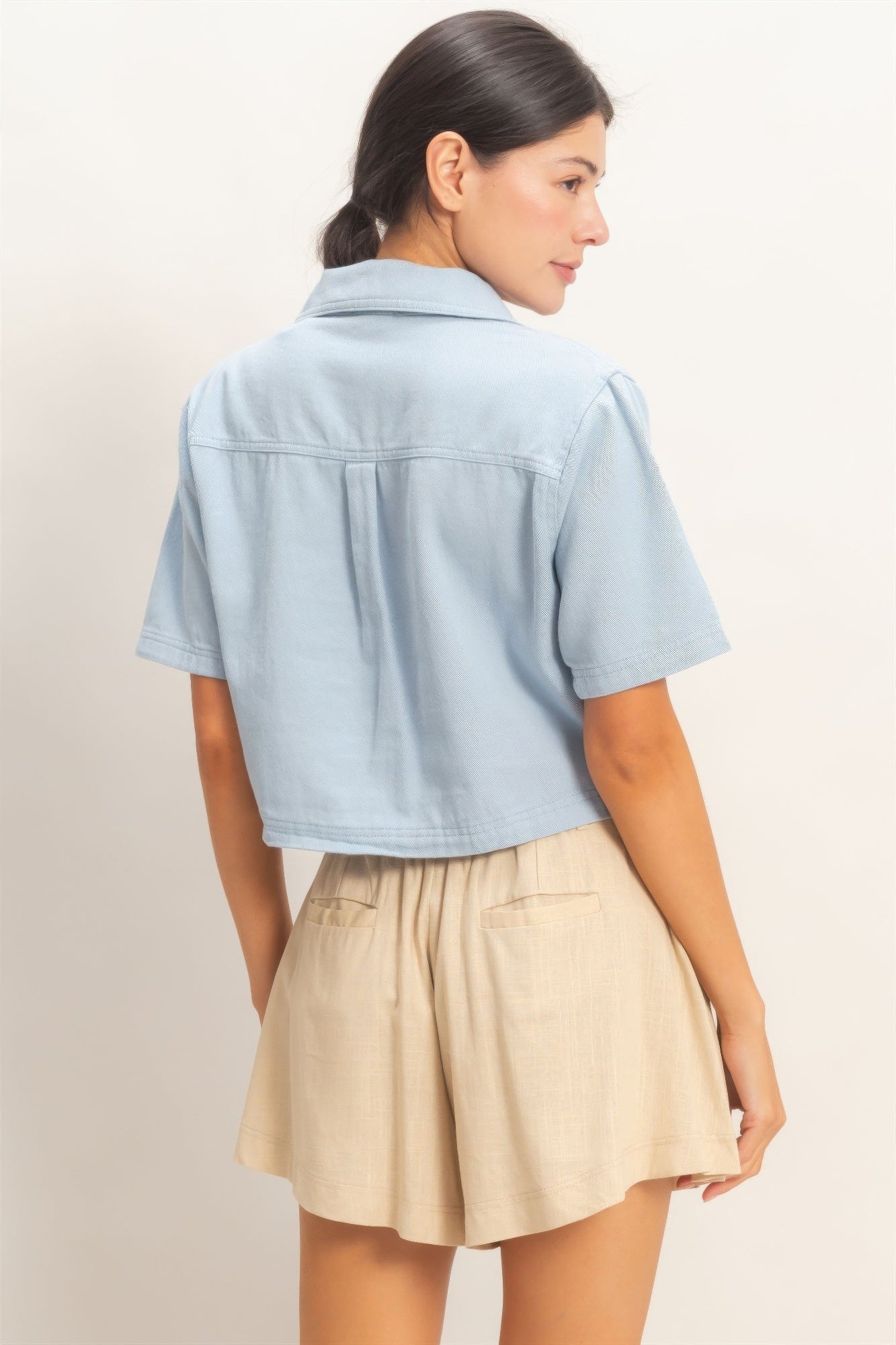Collared V-neck Top