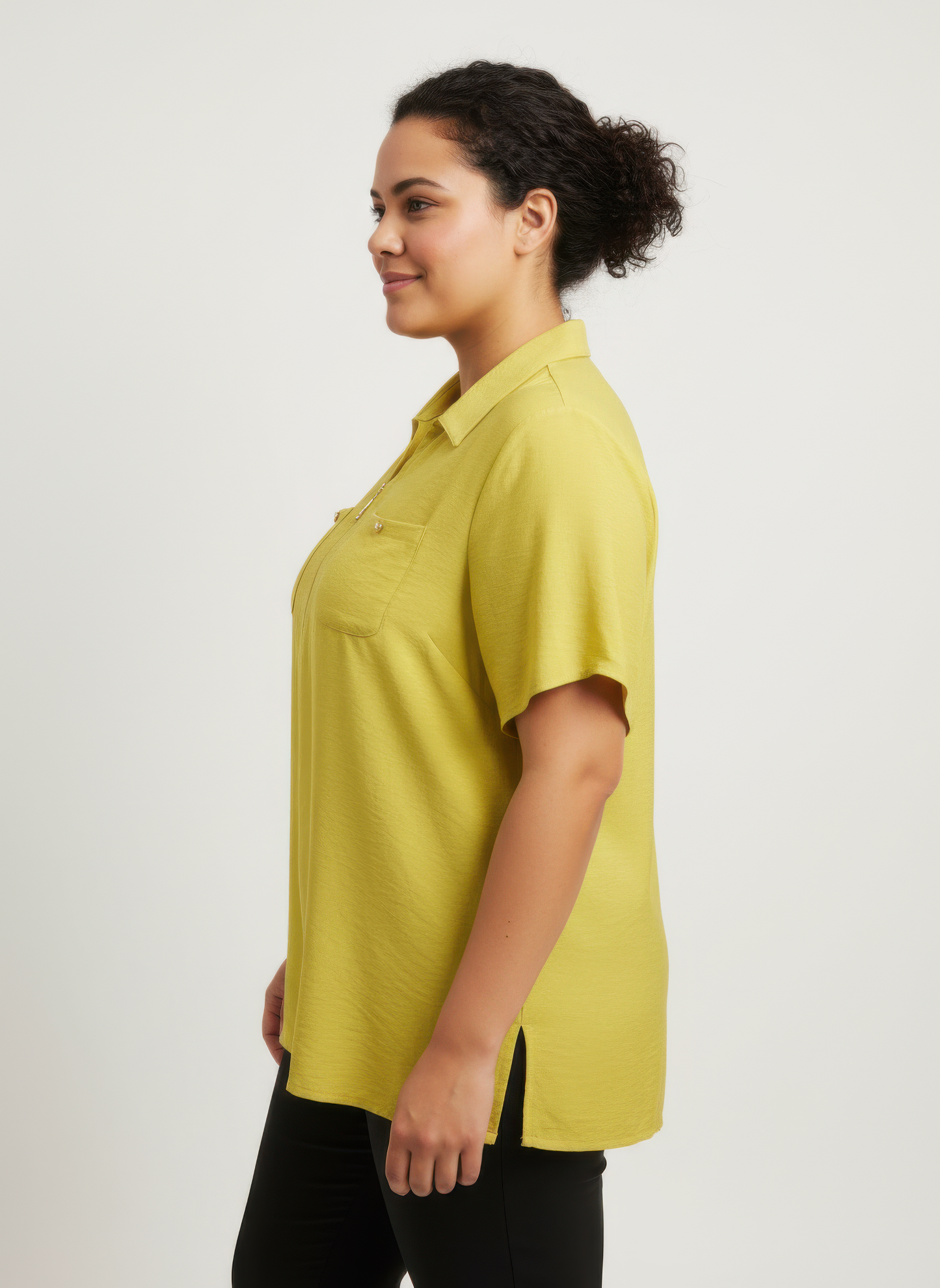Zip-front Collared Utility Knit Top