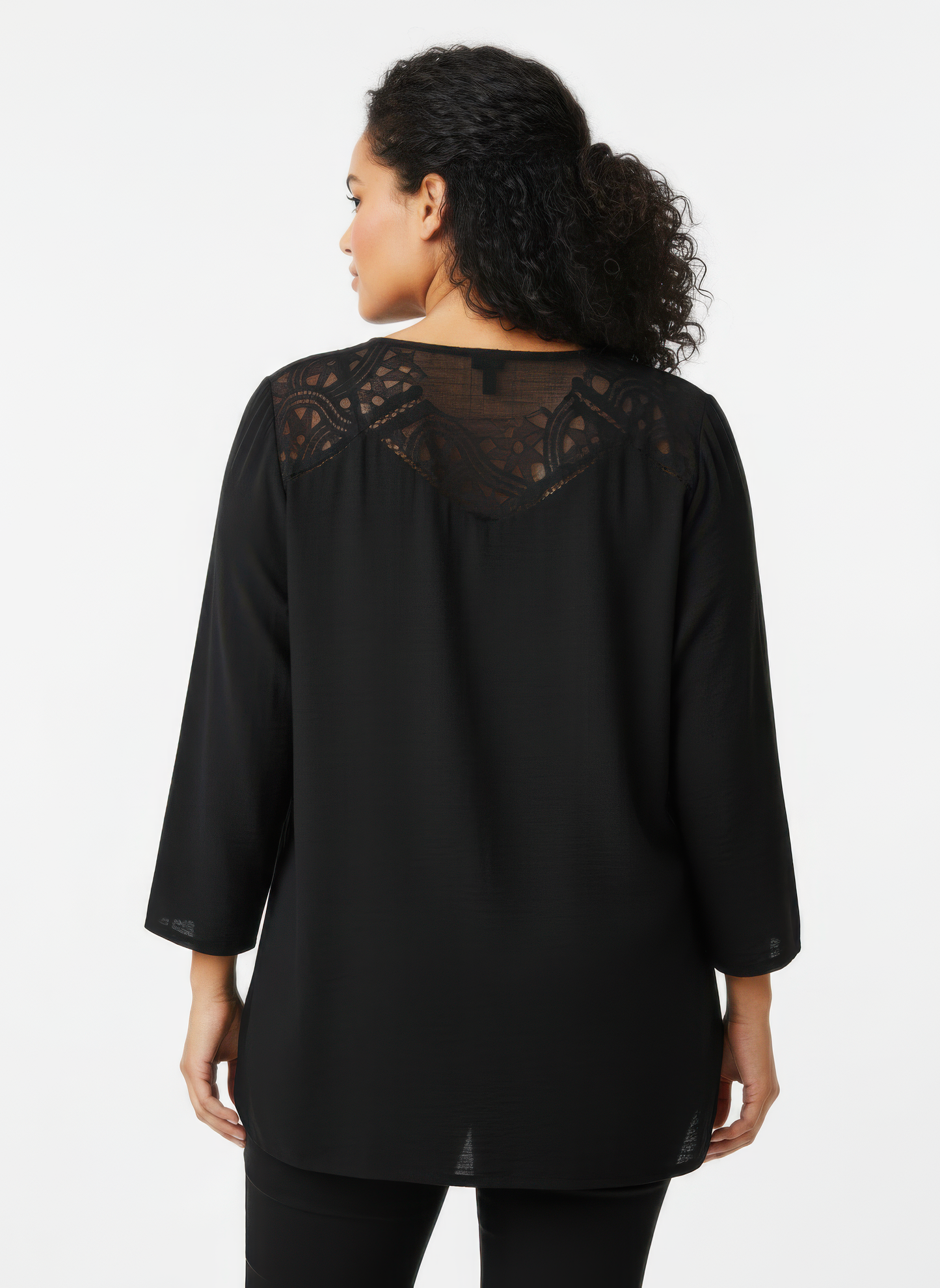 Lace Yoke Bell Sleeve Knit Tunic