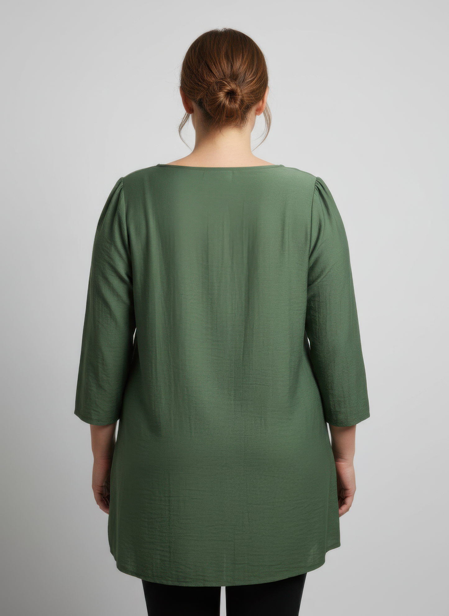 Lace Yoke Three-quarter Sleeve Knit Top