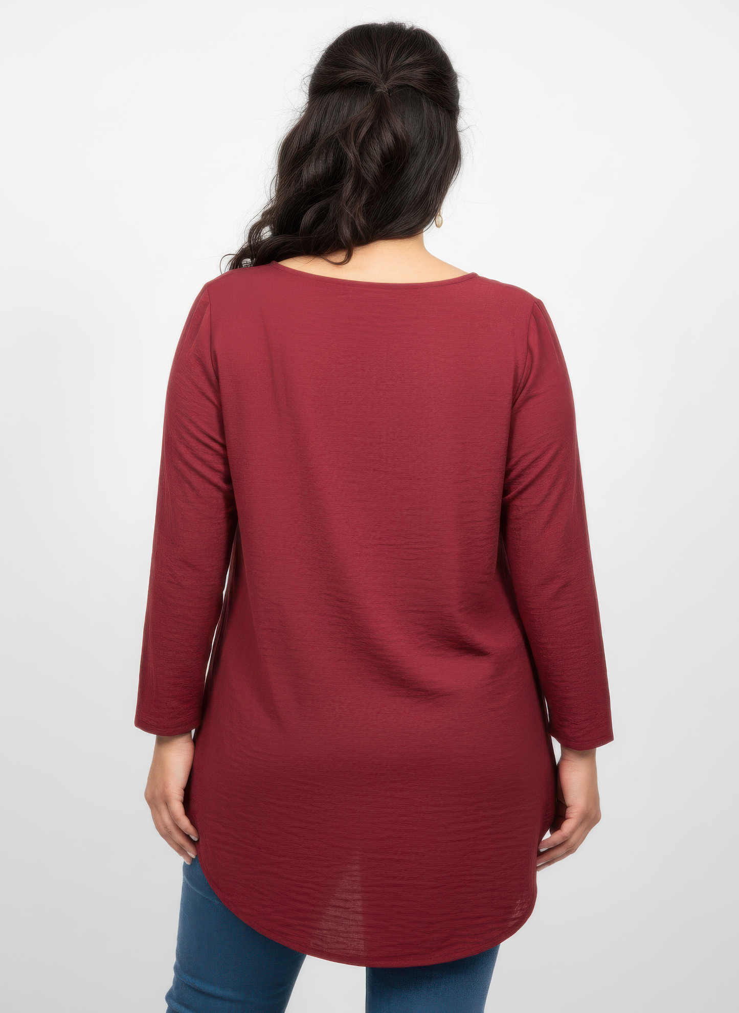 Lace Yoke Three-quarter Sleeve Knit Top