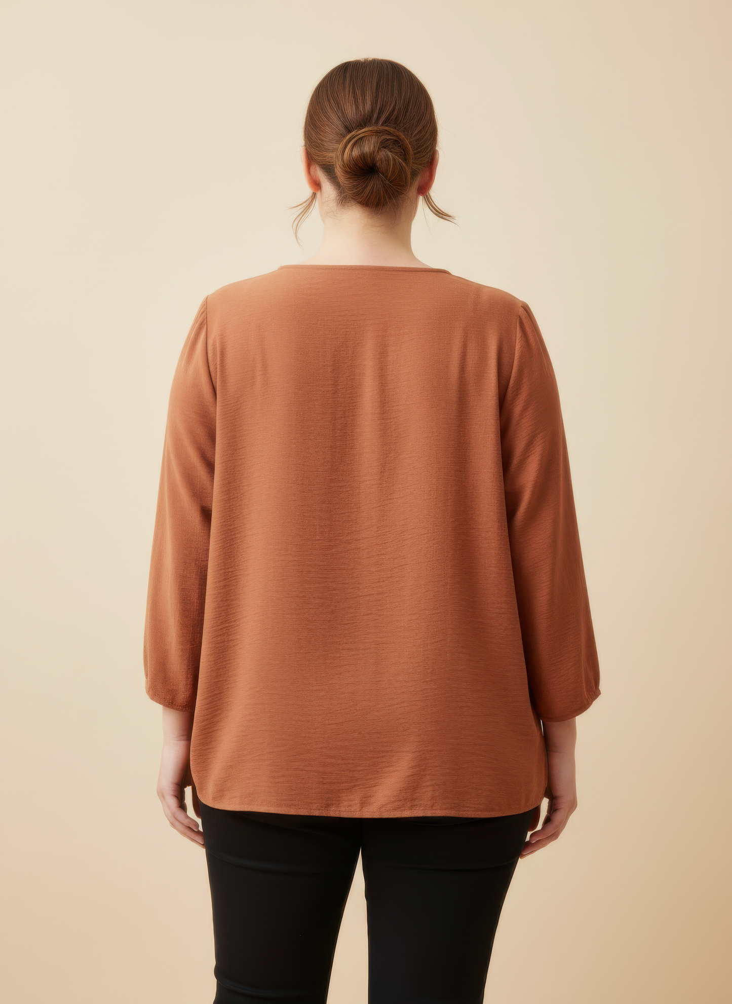 Lace Yoke Three-quarter Sleeve Knit Top