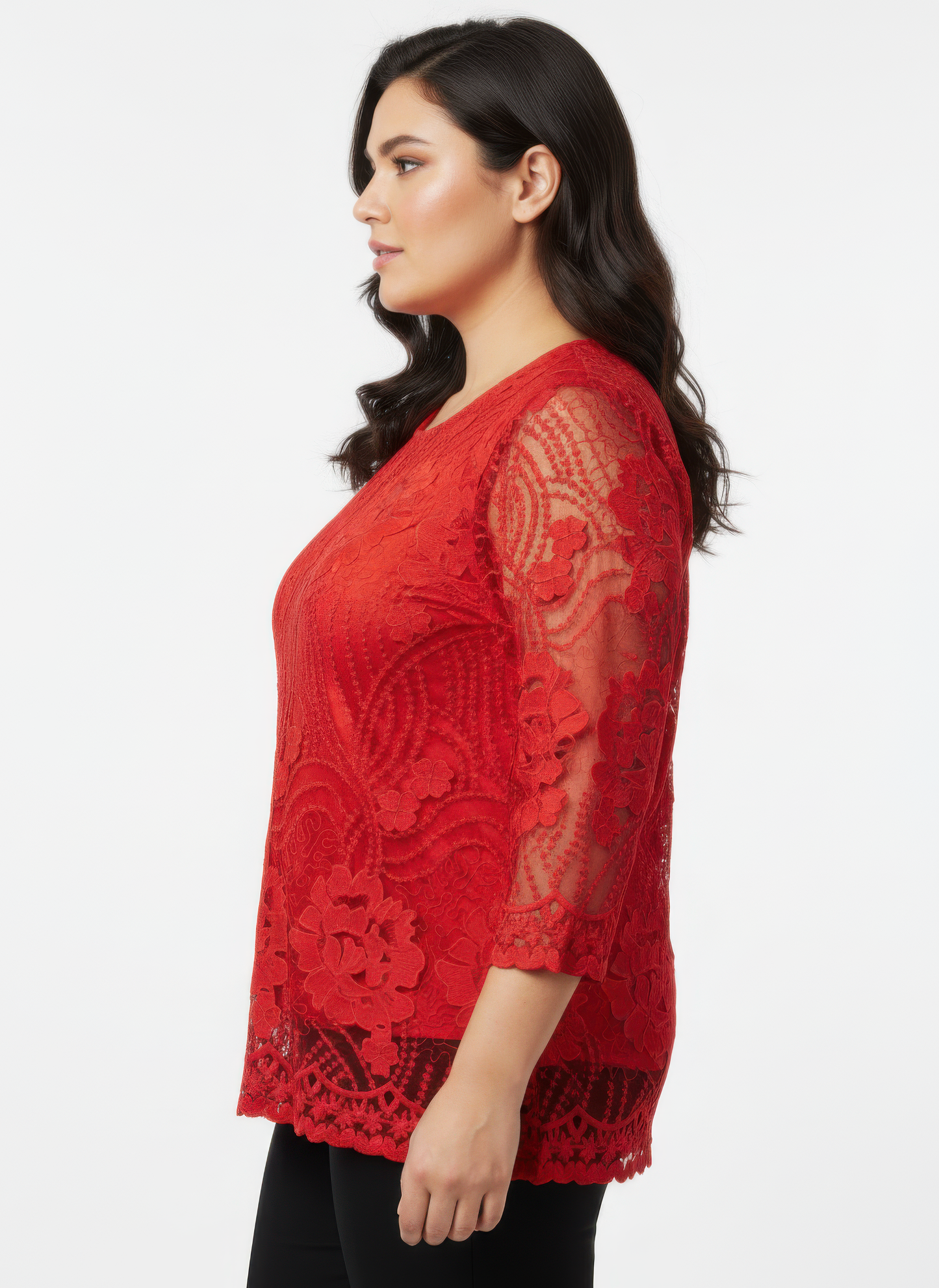 Elegant Floral Lace Sleeve Blouse