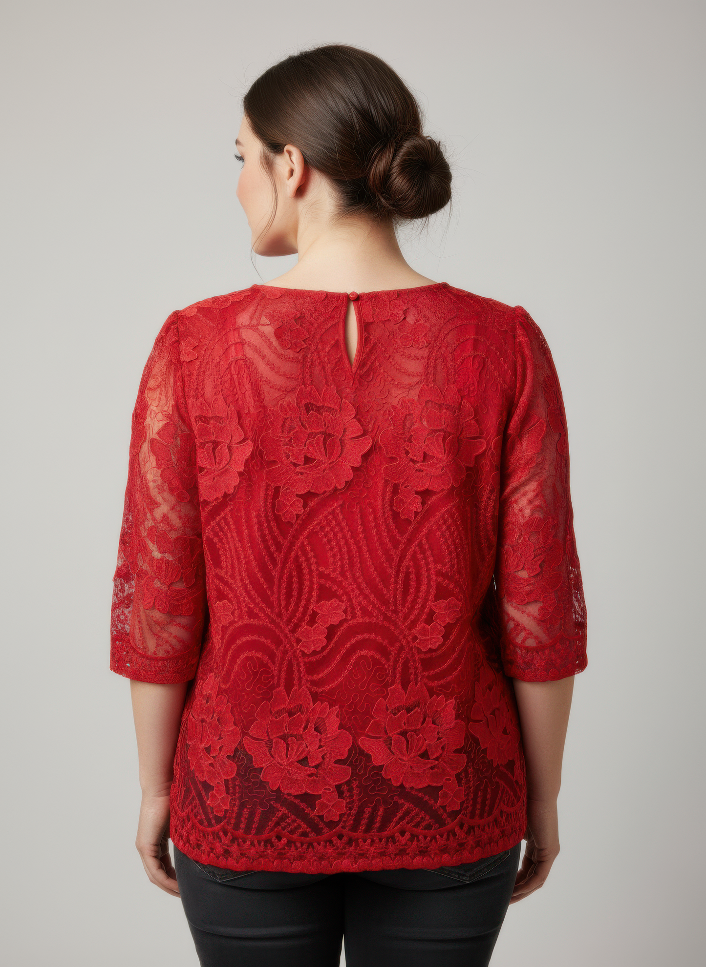 Elegant Floral Lace Sleeve Blouse