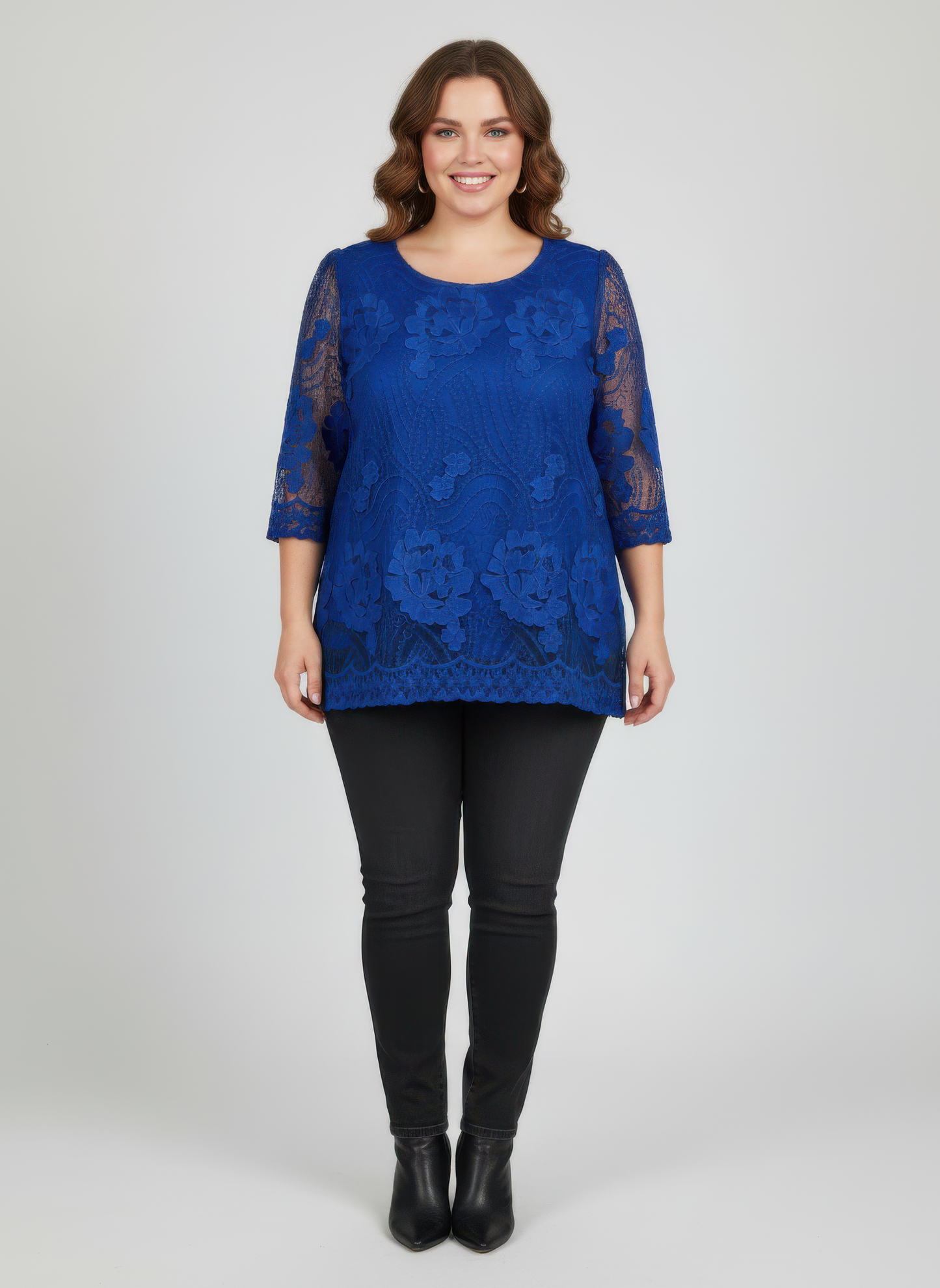 Elegant Floral Lace Sleeve Blouse