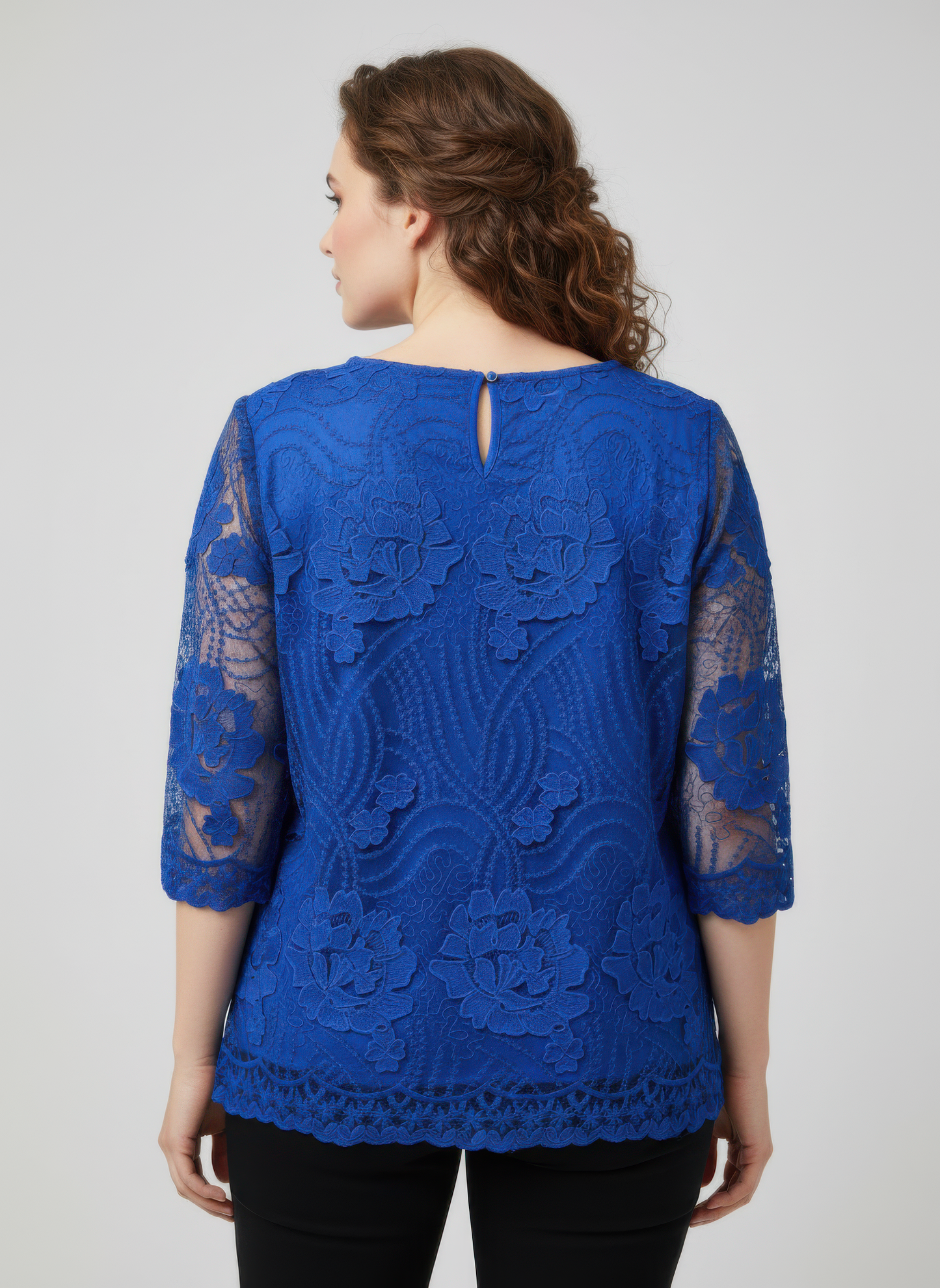 Elegant Floral Lace Sleeve Blouse