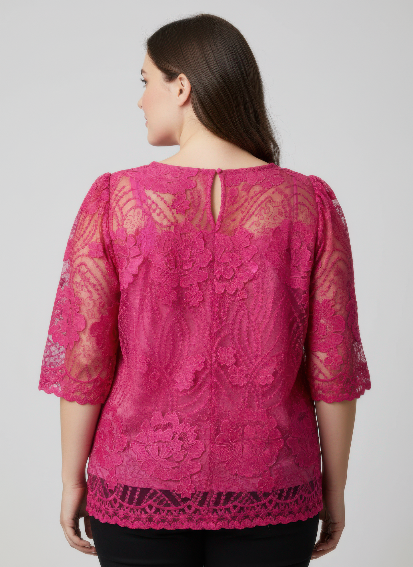 Elegant Floral Lace Sleeve Blouse