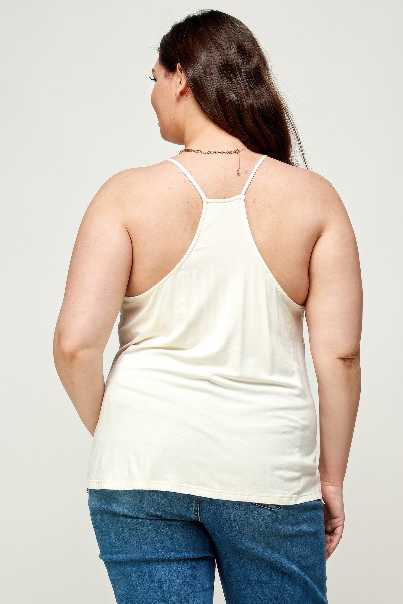 Plus Size Embroidered Mesh T-back Cami