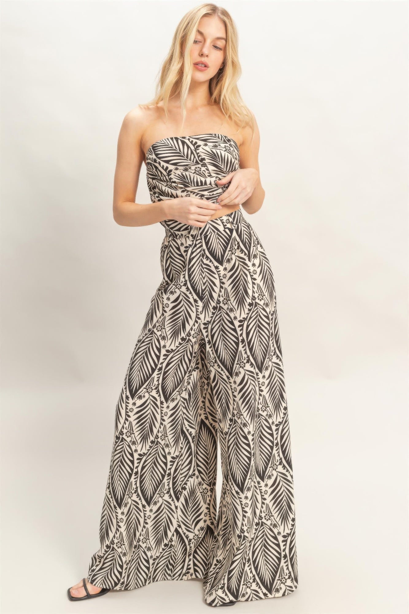 Strapless Top & Pant Print Set