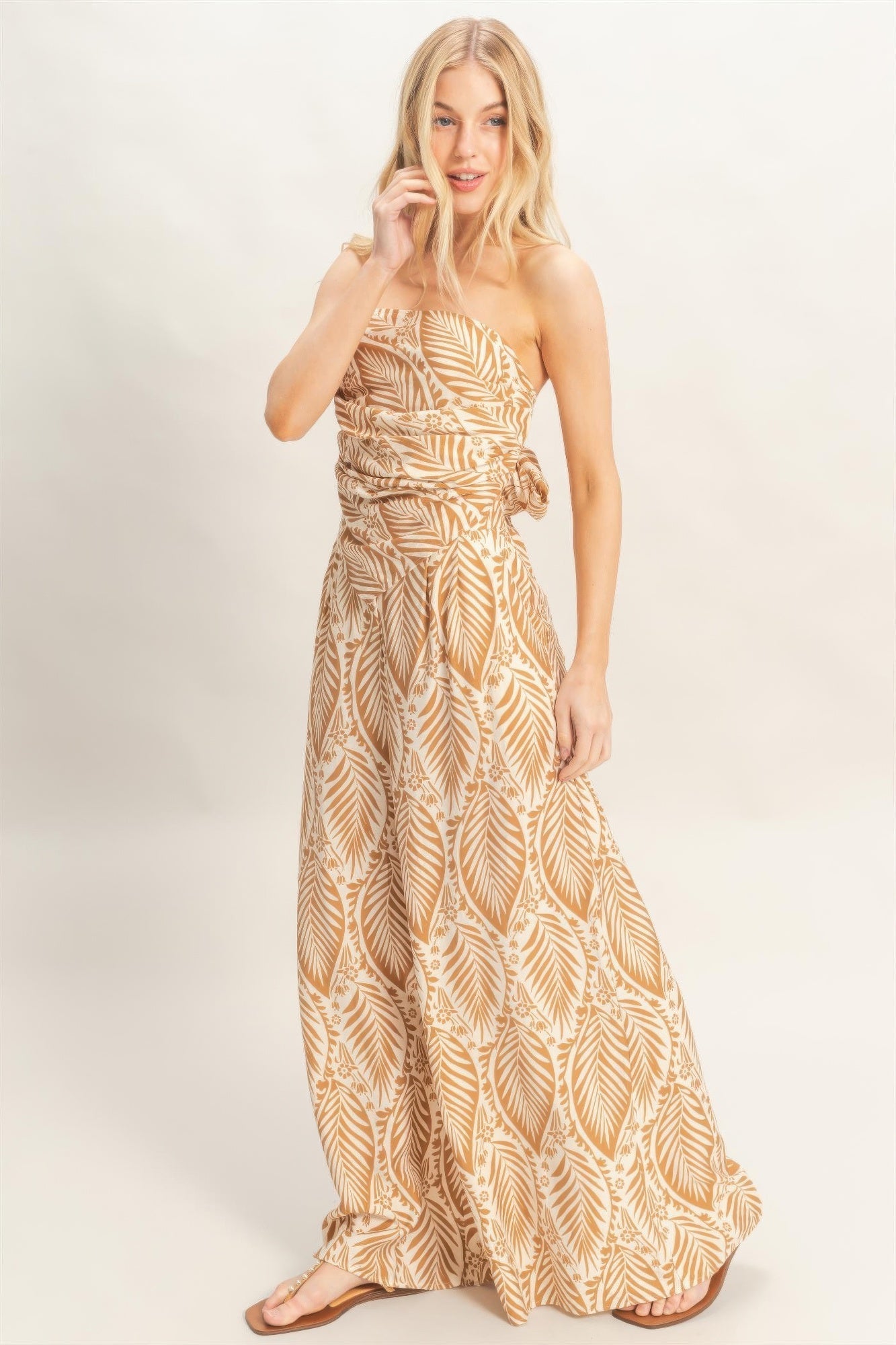 Strapless Top & Pant Print Set