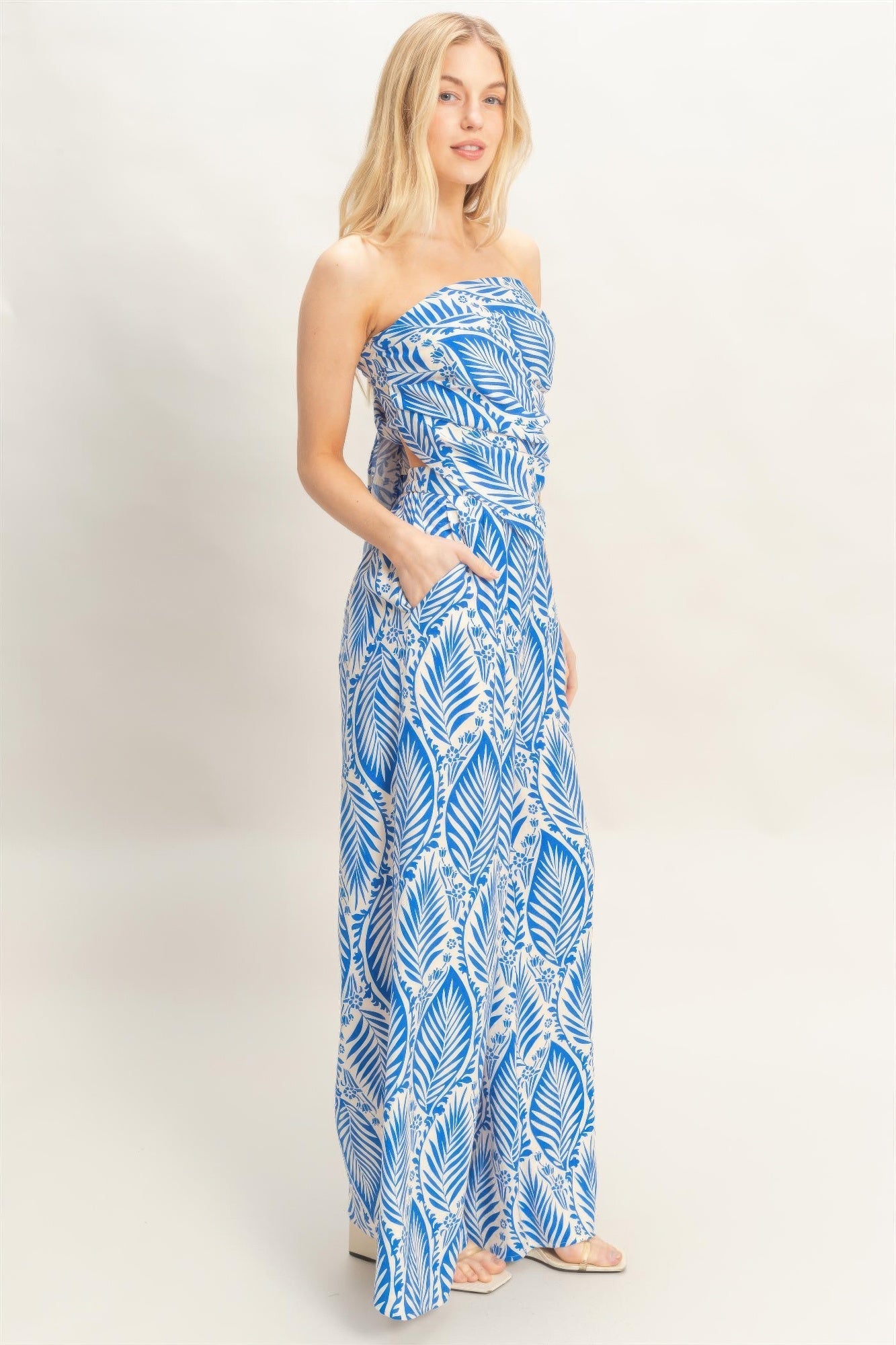Strapless Top & Pant Print Set