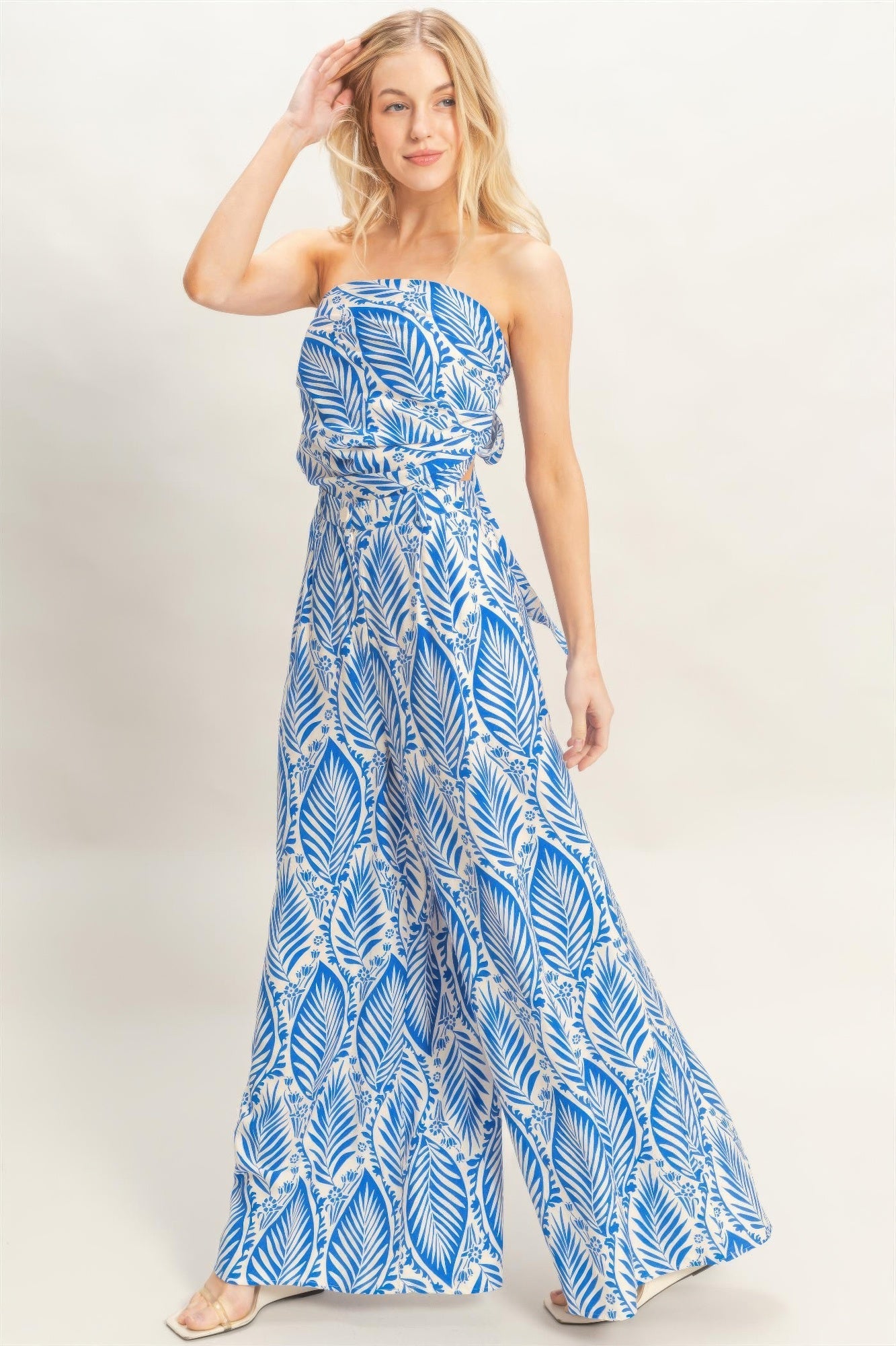 Strapless Top & Pant Print Set