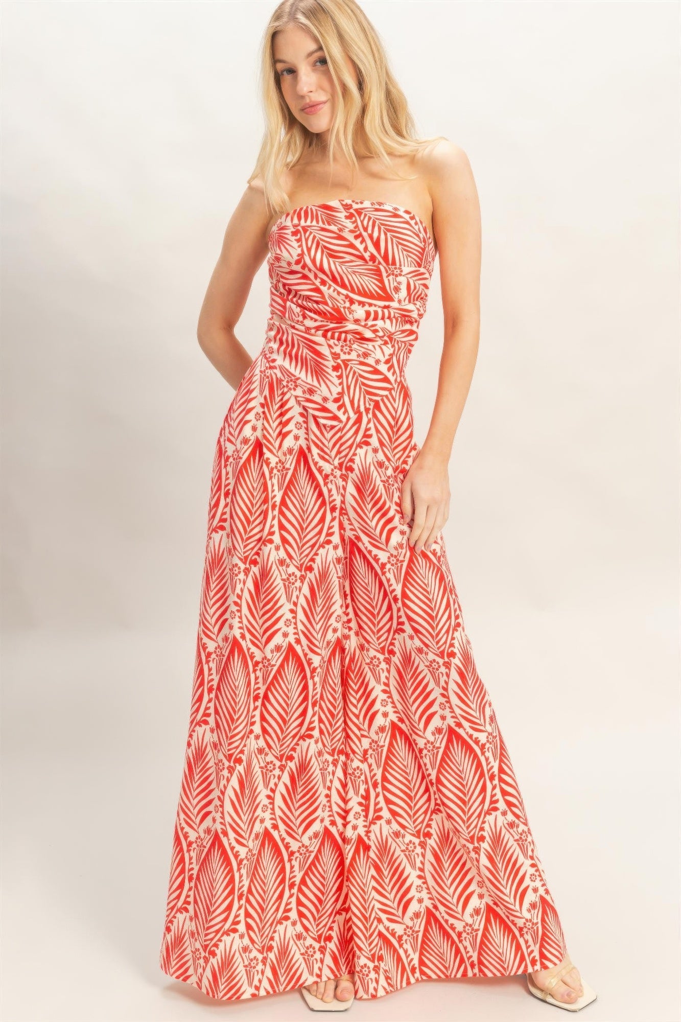 Strapless Top & Pant Print Set