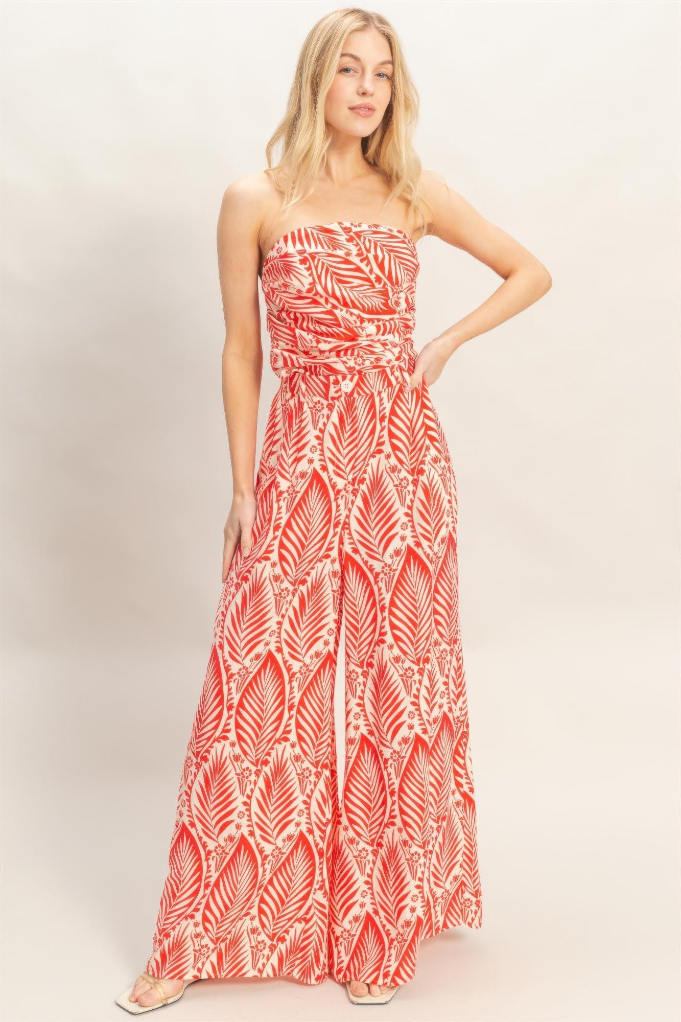 Strapless Top & Pant Print Set