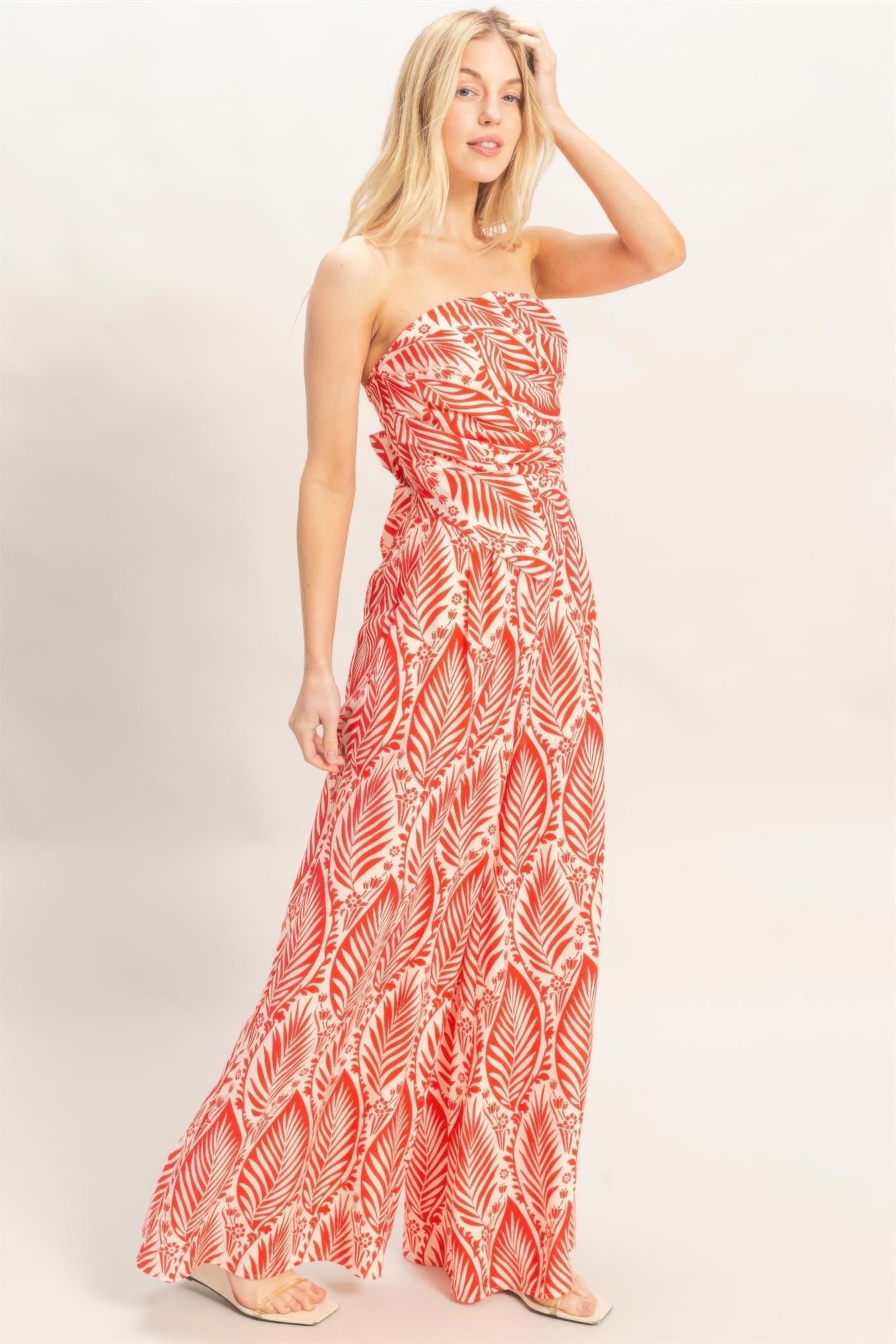 Strapless Top & Pant Print Set