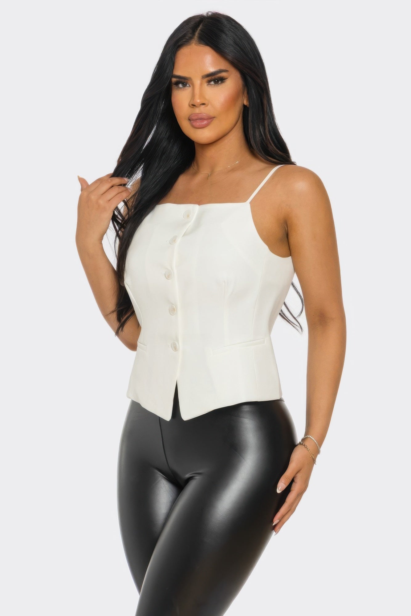 Ivory Chic Button-up Corset Top