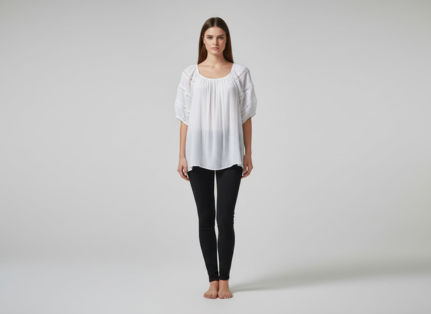 Unique Spectrum Solid Short Sleeve Blouse