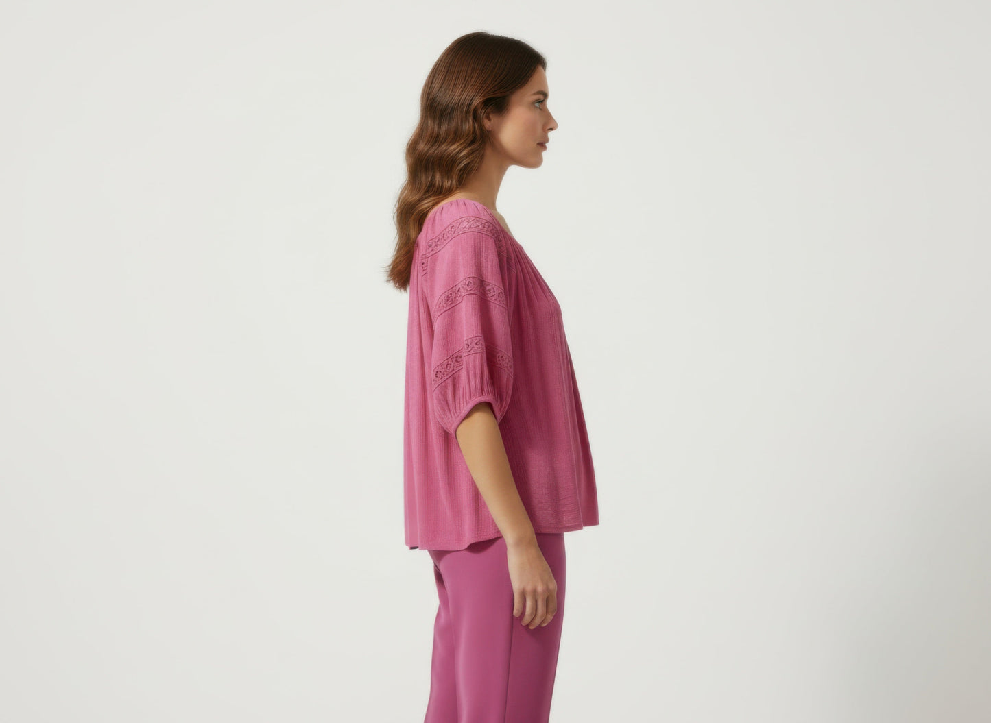 Unique Spectrum Solid Short Sleeve Blouse