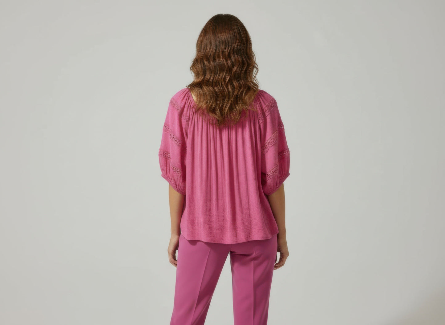 Unique Spectrum Solid Short Sleeve Blouse
