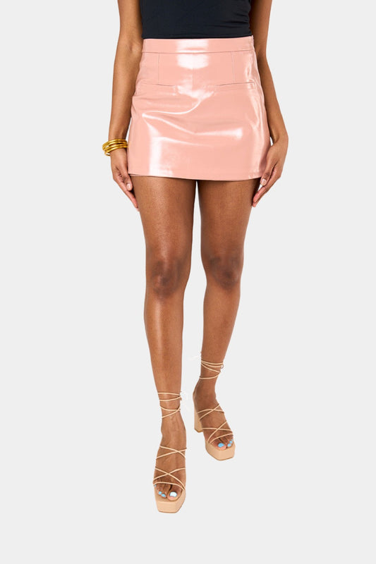 Chelsea Vegan Leather Skort - Mauve