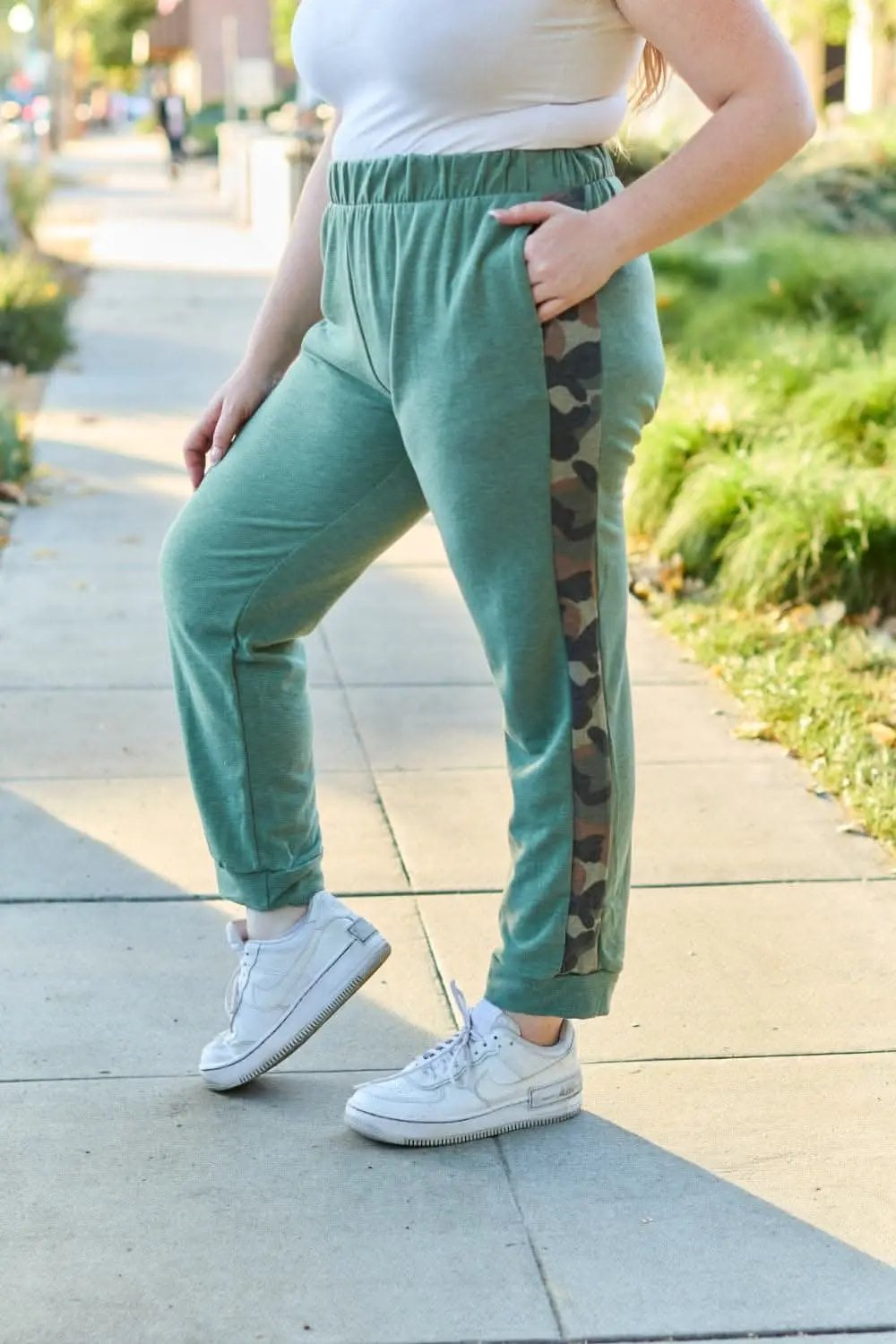 Pants Trendsi Celeste camo joggers with elastic waist