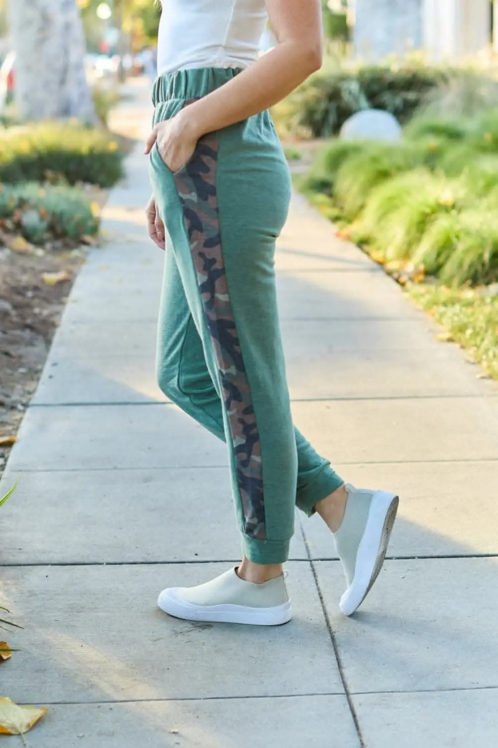 Pants Trendsi Celeste camo joggers with elastic waist