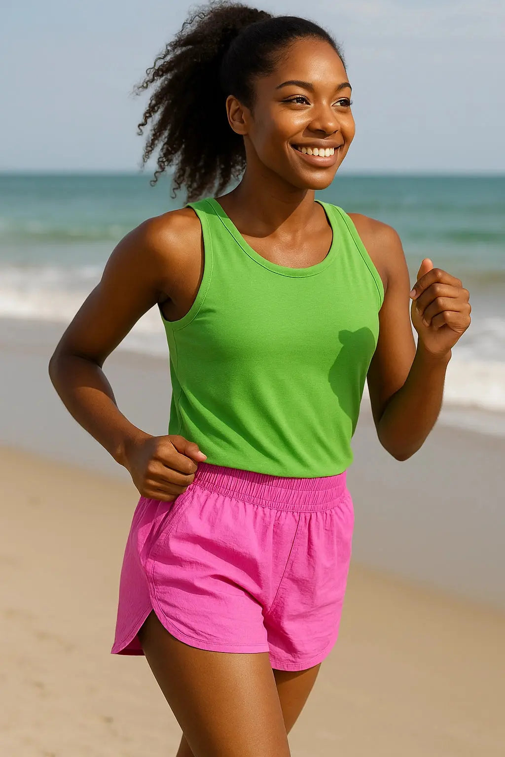 Zenana Pink Windbreaker Smocked Waistband Running Shorts for Women