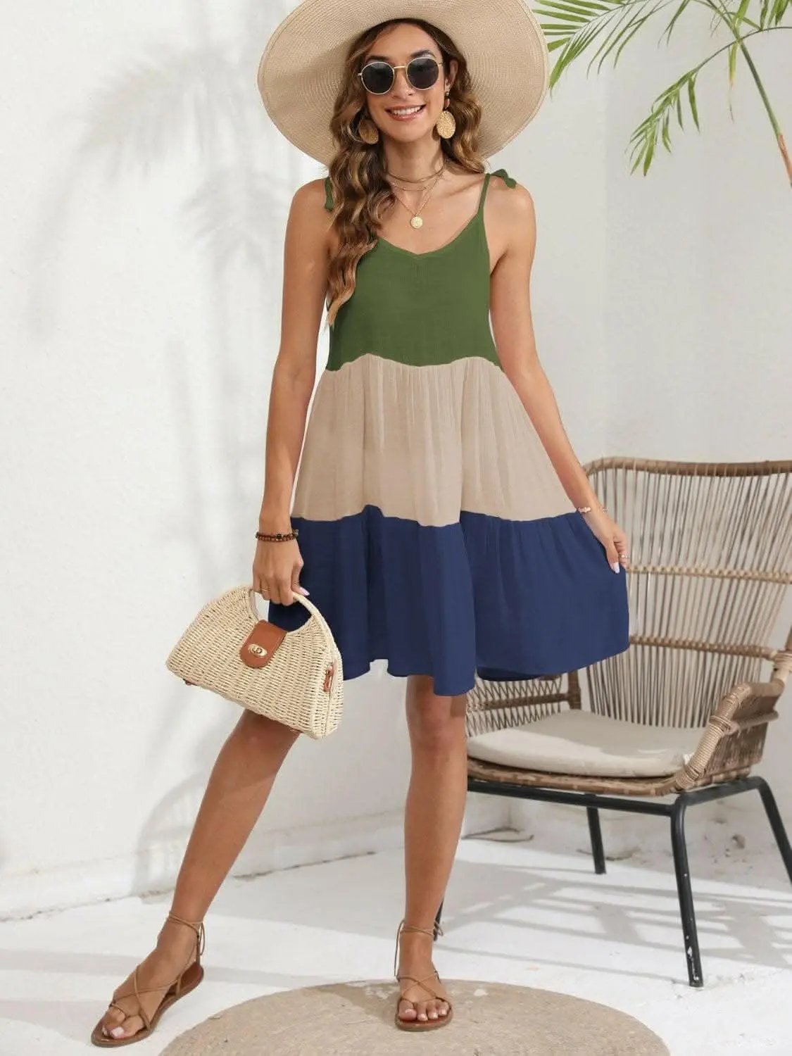 Trendsi Color Block Swimwear Dress Pink