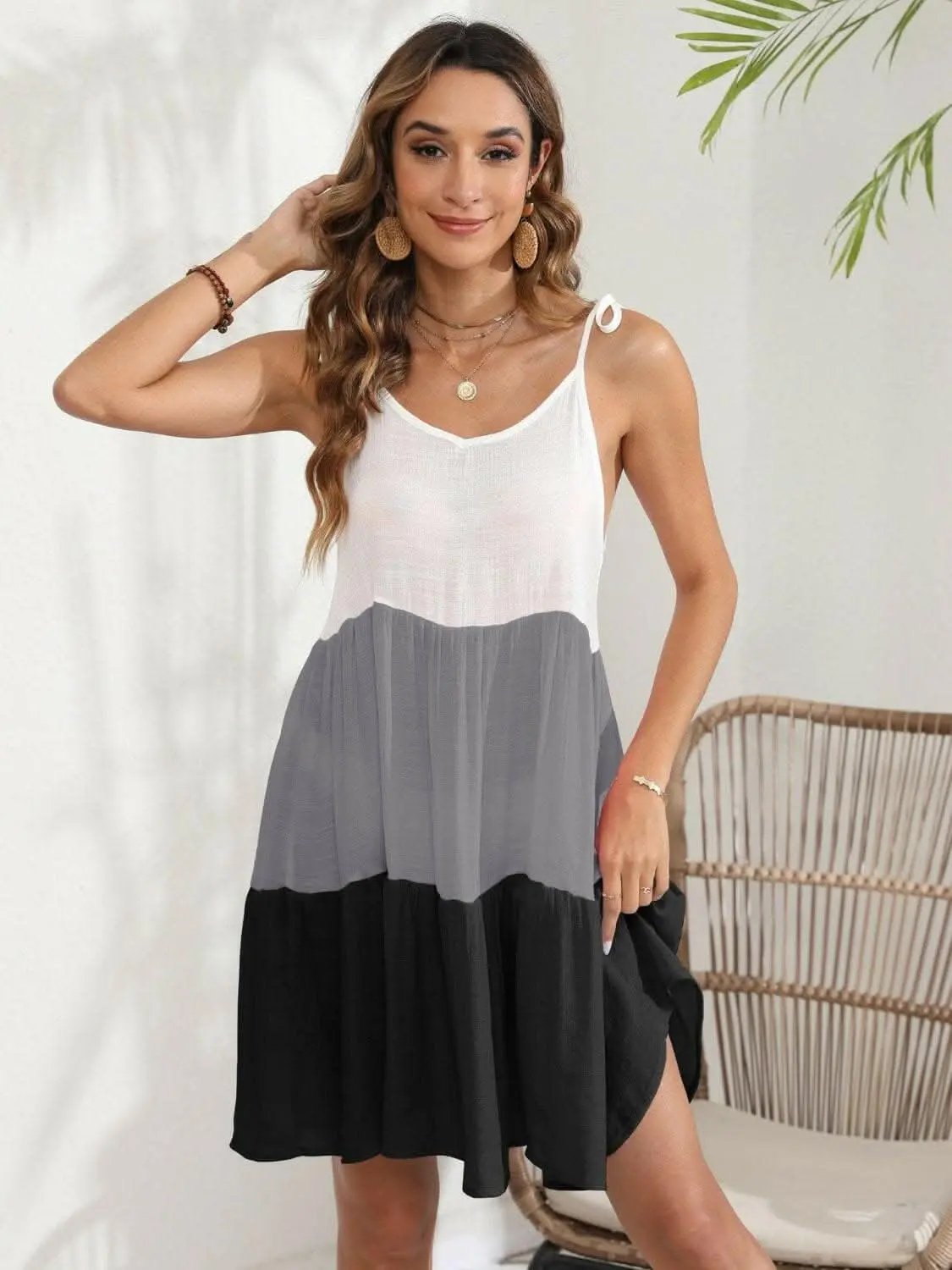 Trendsi Color Block Swimwear Dress Pink