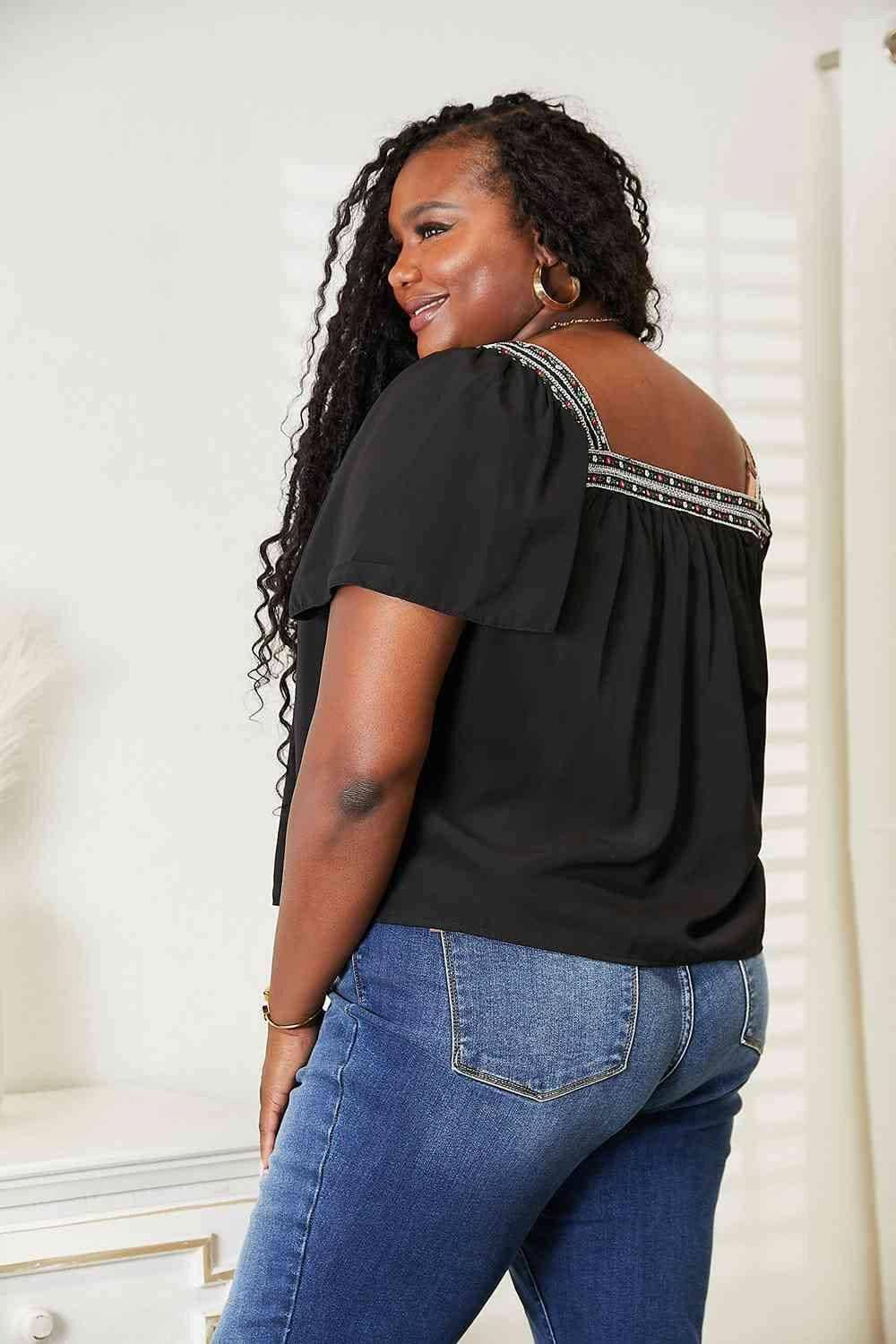 Trendsi Color Block Puff Sleeve Blouse - Chic Women's Top