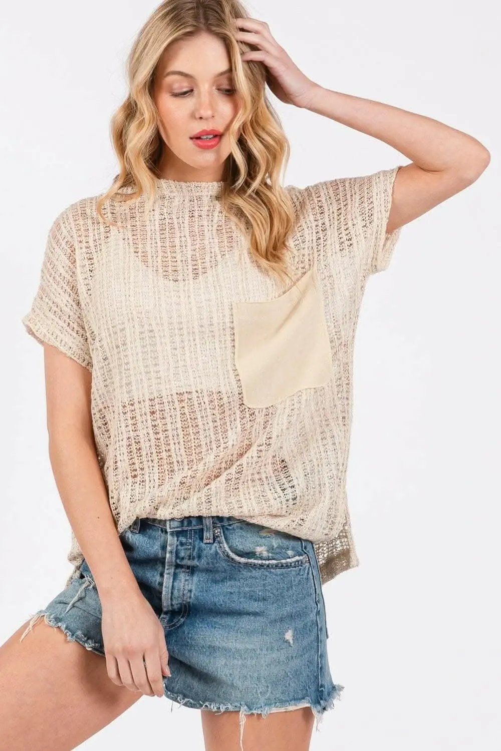 Accessories Trendsi Crochet Cover-Up Women's Beach Dress Chic Mock Neck Lightweight